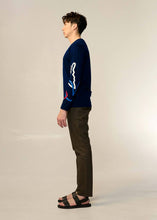 Load image into Gallery viewer, NAVY CUSTOM FIT CREW NECK LONG SLEEVE T-SHIRT WITH GRAPHIC PRINT
