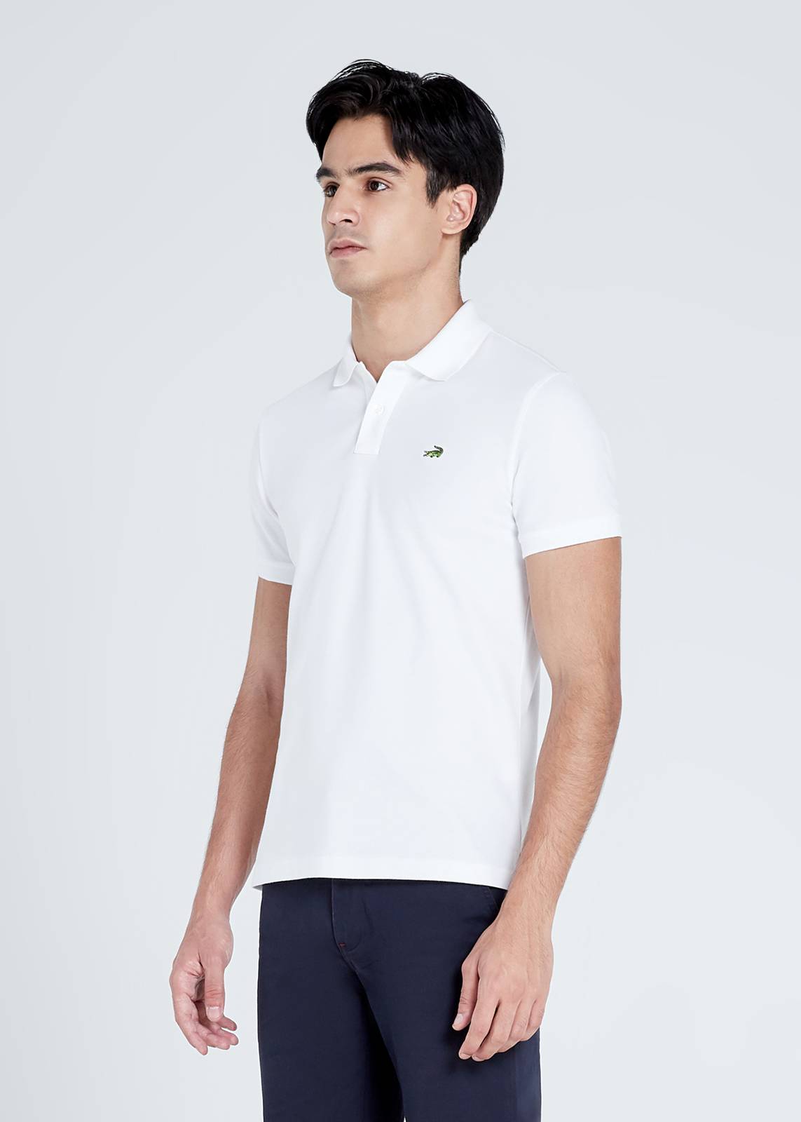 WHITE SLIM FIT POLO SHIRT WITH CROCO EMBROIDERY