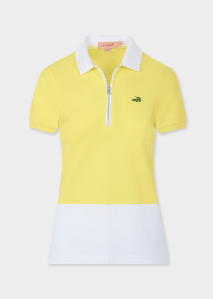 LEMON DROP YELLOW COLOUR BLOCK WOMEN TAPERED FIT POLO