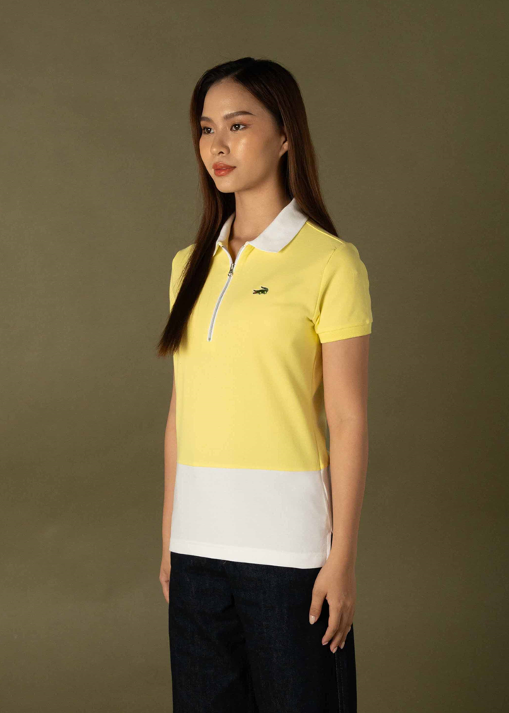 LEMON DROP YELLOW COLOUR BLOCK WOMEN TAPERED FIT POLO