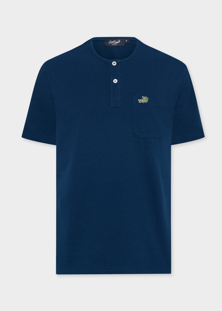 NAVY HENLEY T-SHIRT WITH CHEST POCKET