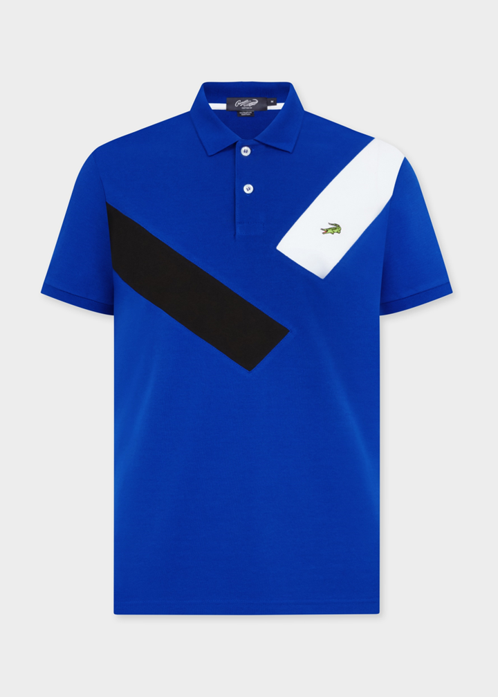 BLUE IOLITE COLOUR BLOCK CUSTOM FIT POLO SHIRT