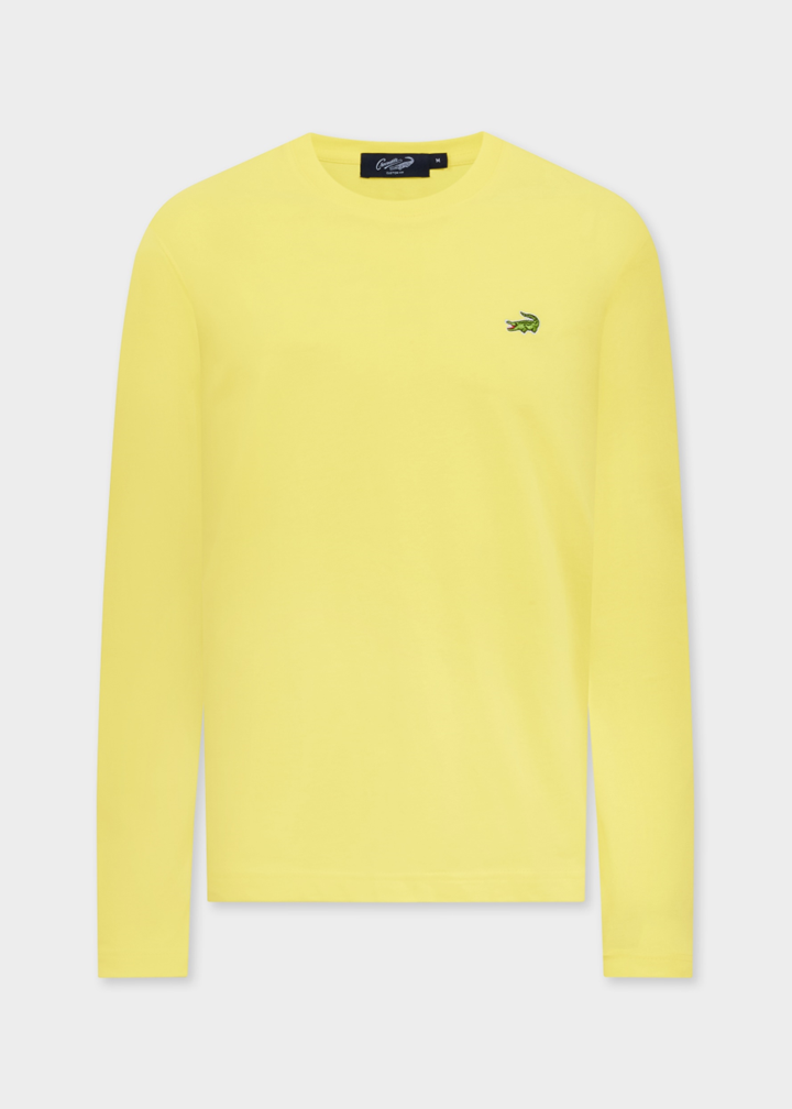 เสื้อยืดคอกลมแขนยาวสีเหลือง Lemon Drop ทรงคัสตอมฟิต