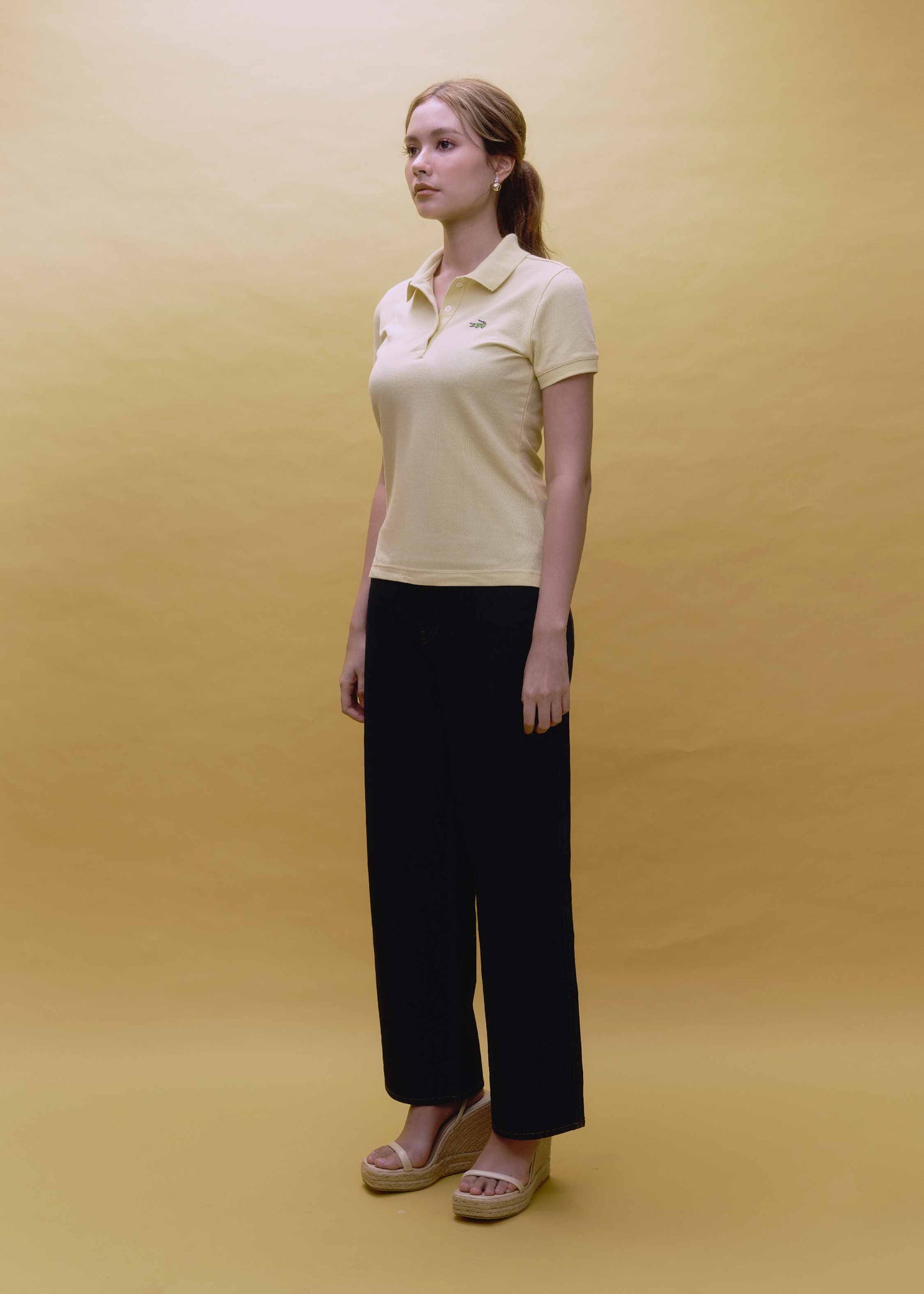 SUNLIGHT YELLOW WOMEN TAPERED FIT POLO SHIRT