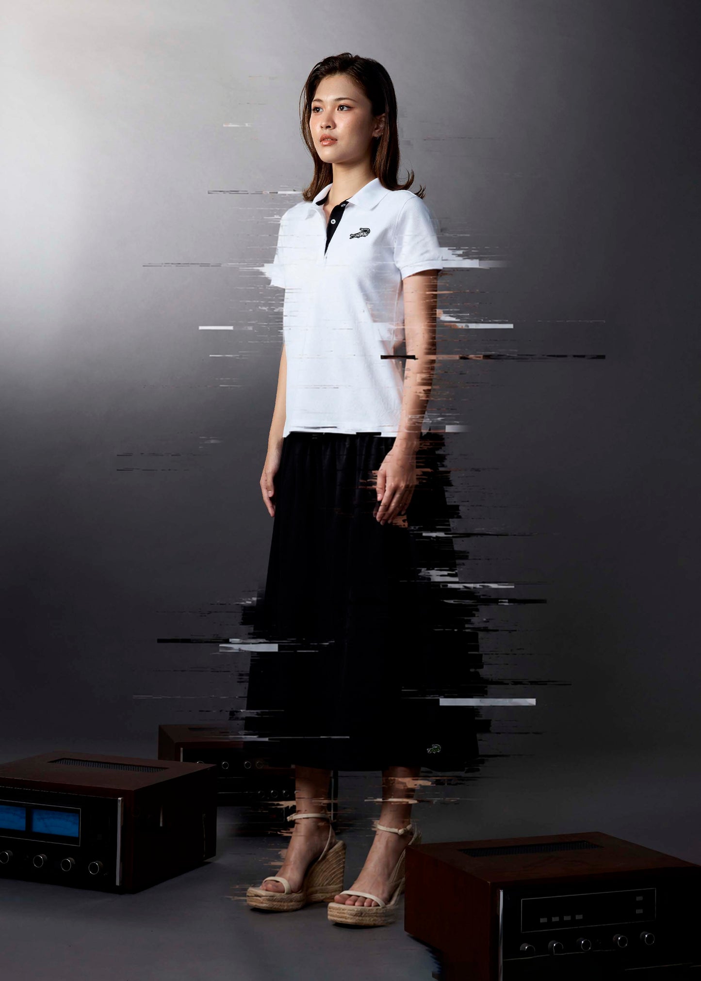 WHITE WOMEN TAPERED FIT POLO SHIRT WITH EMBROIDERY