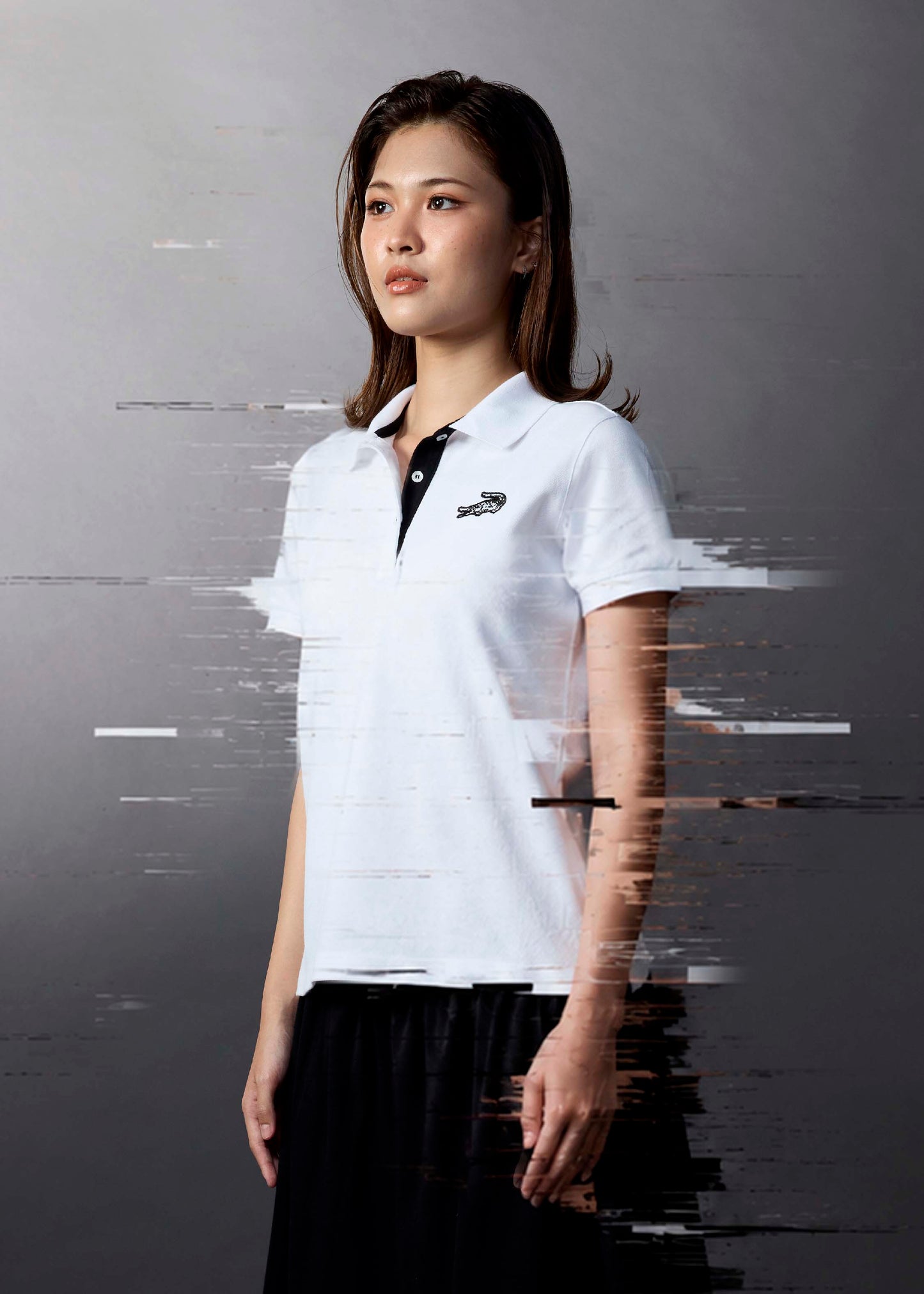 WHITE WOMEN TAPERED FIT POLO SHIRT WITH EMBROIDERY