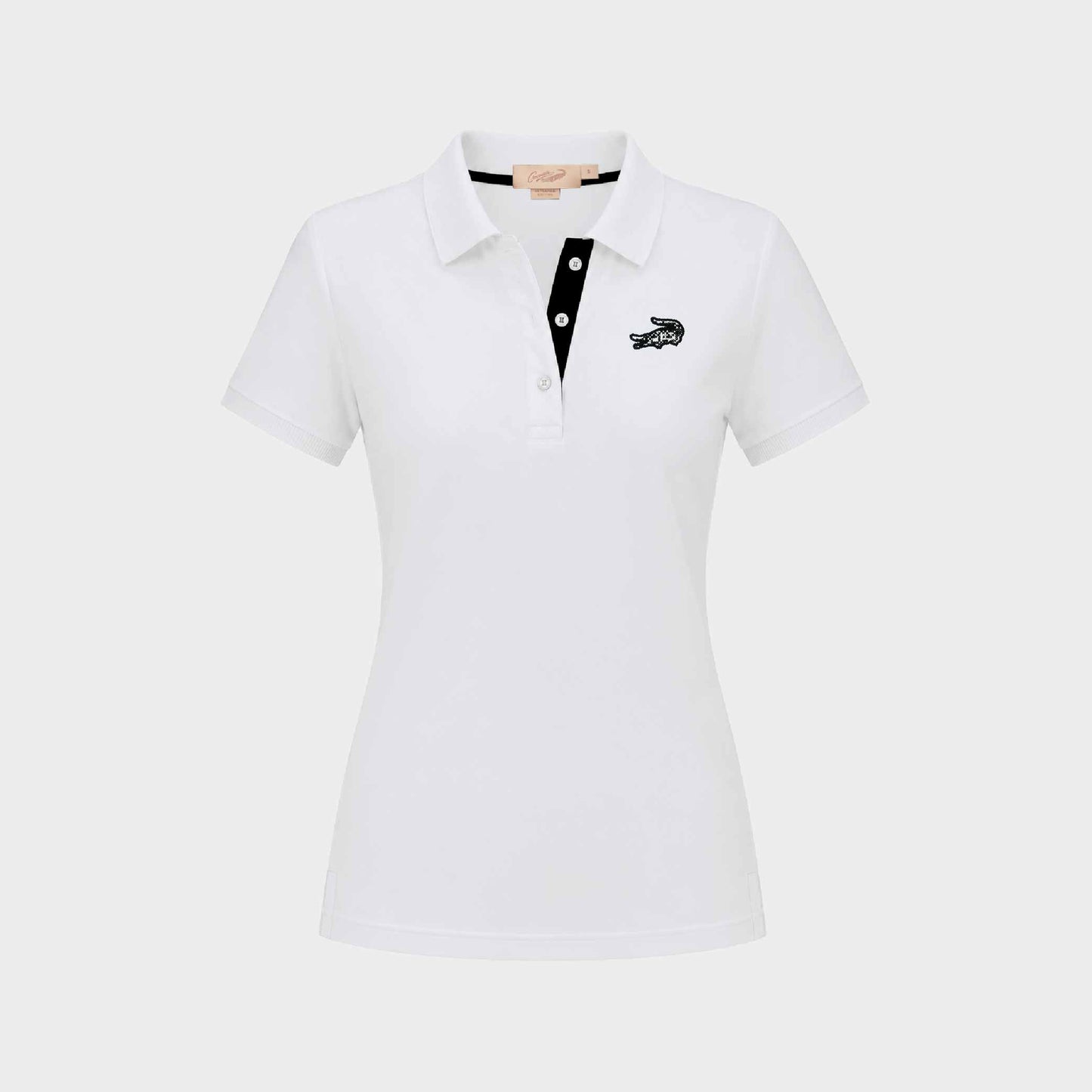 WHITE WOMEN TAPERED FIT POLO SHIRT WITH EMBROIDERY