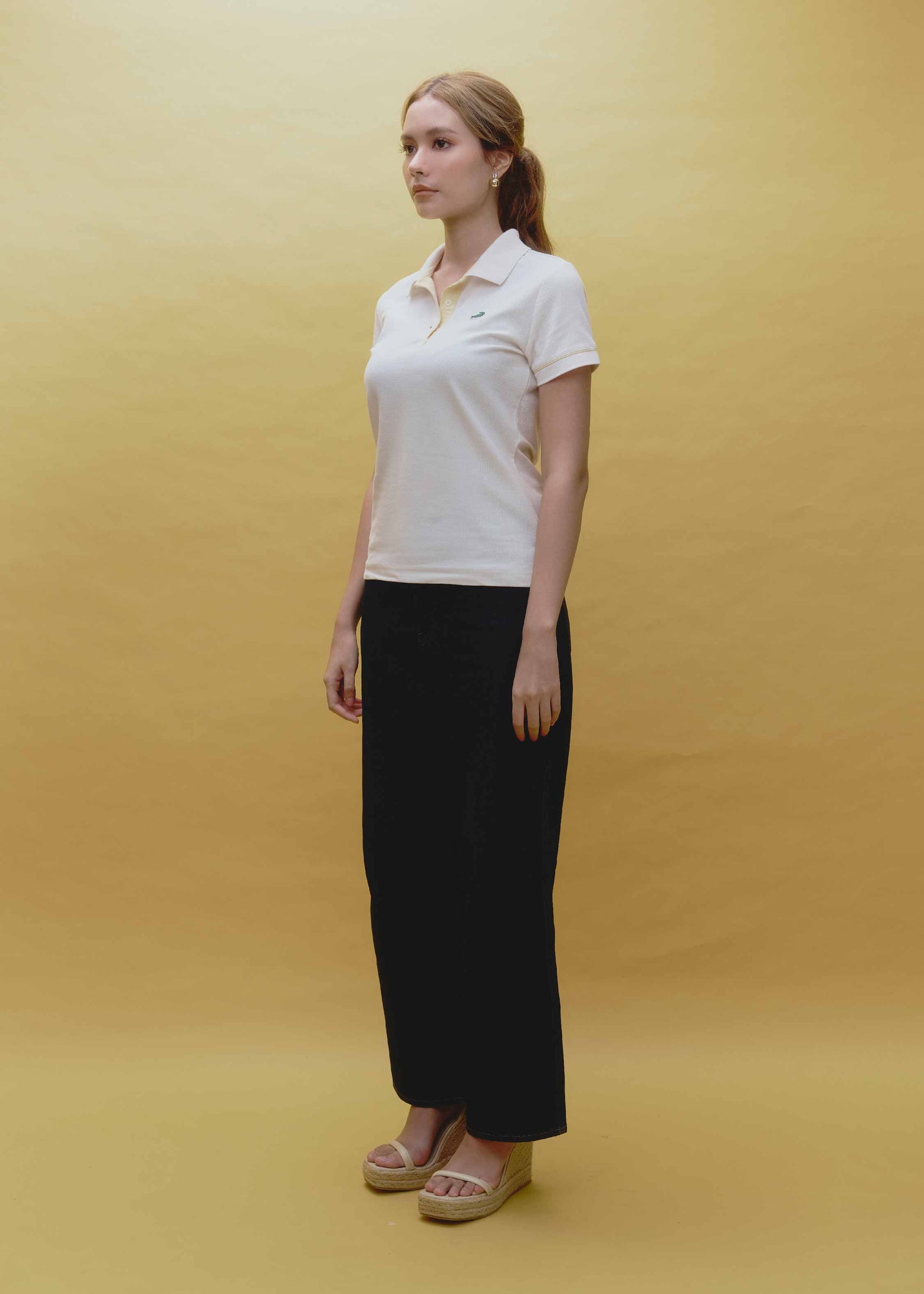 BEIGE WOMEN TAPERED FIT POLO SHIRT