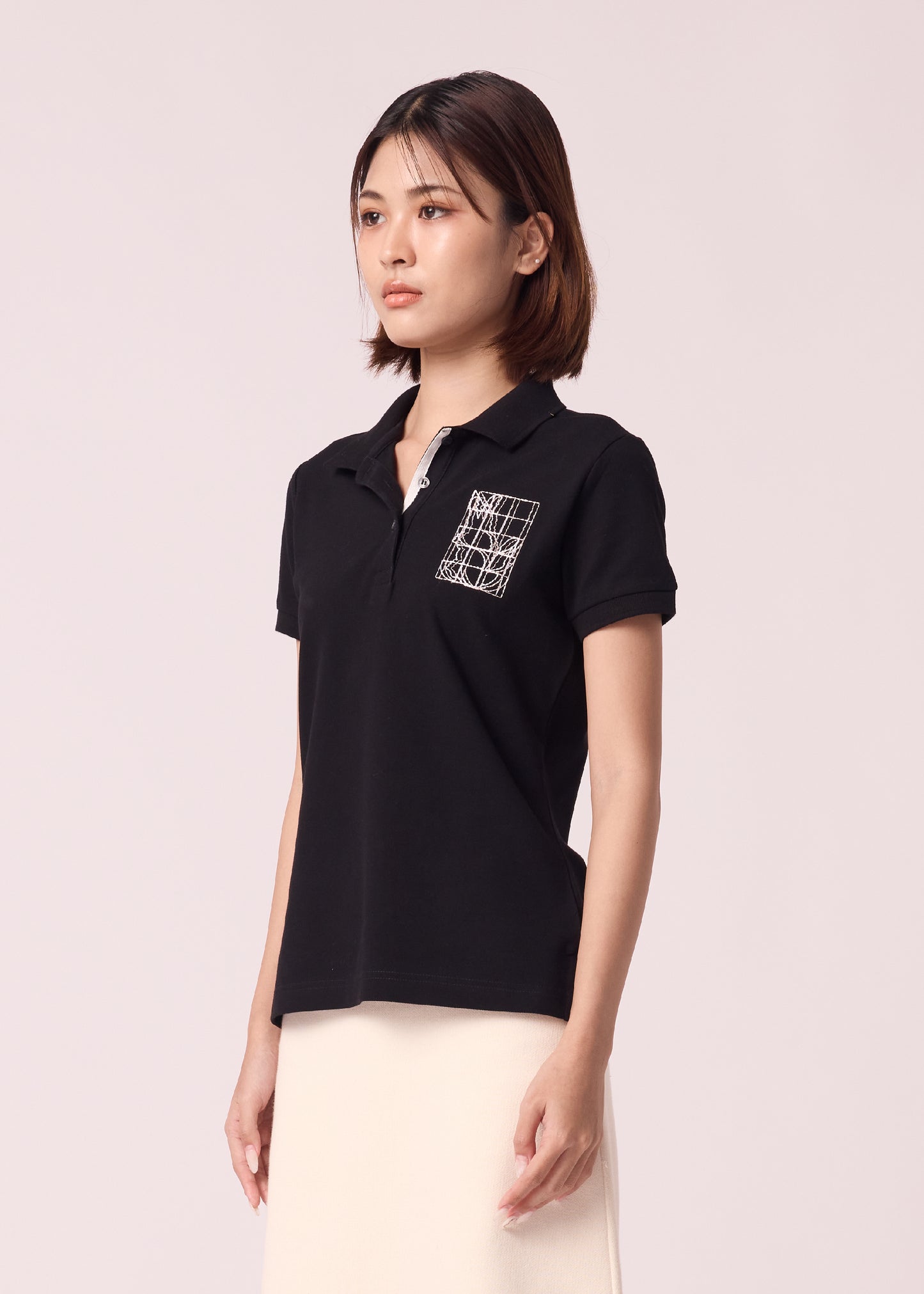 WOMEN TAPERED FIT POLO SHIRT WITH EMBROIDERY