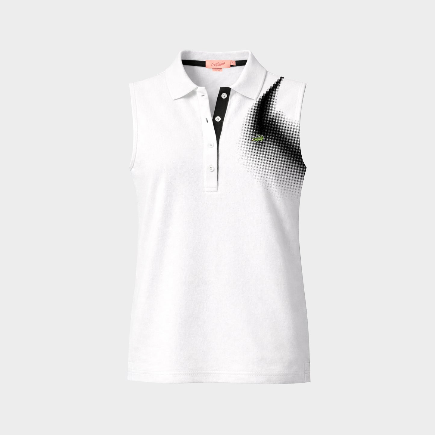 เสื้อโปโลแขนกุดสีขาวทรงเข้ารูปพร้อมลายกราฟฟิก