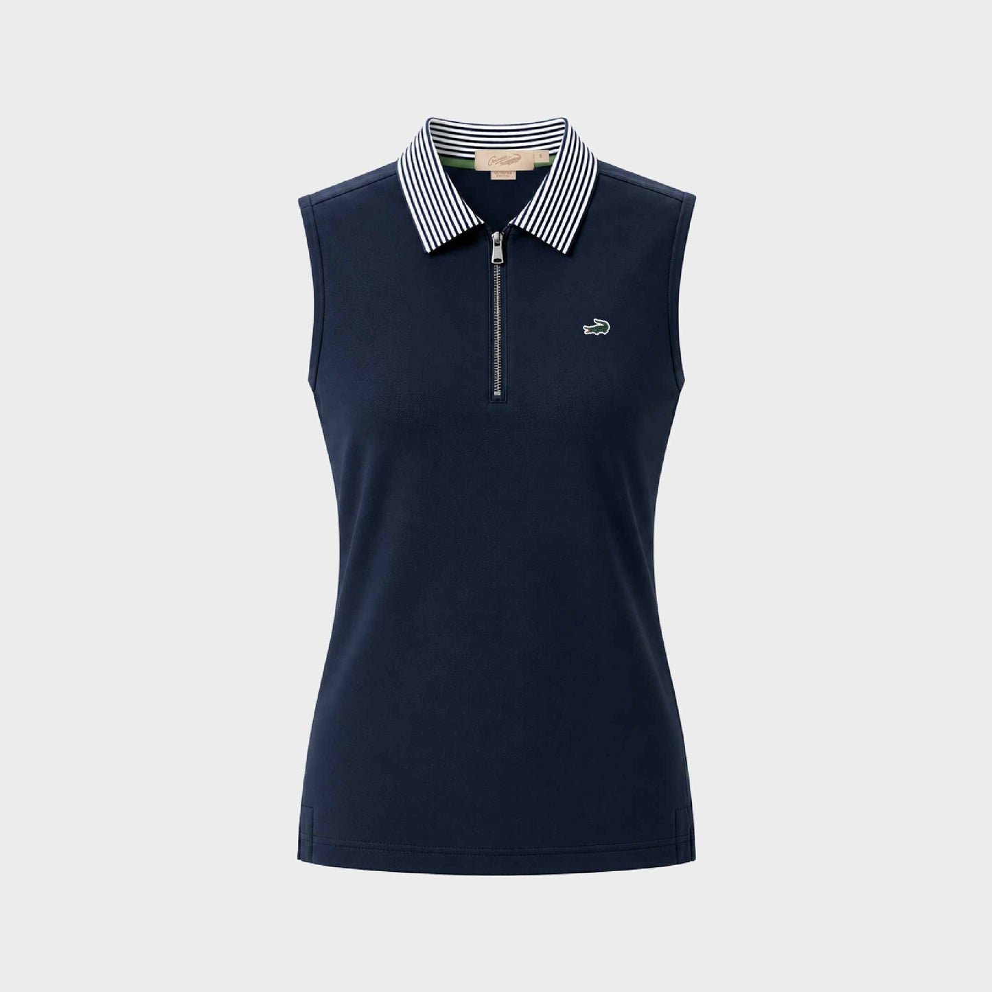 NAVY WOMEN TAPERED FIT SLEEVELESS POLO WITH ZIP PLACKET