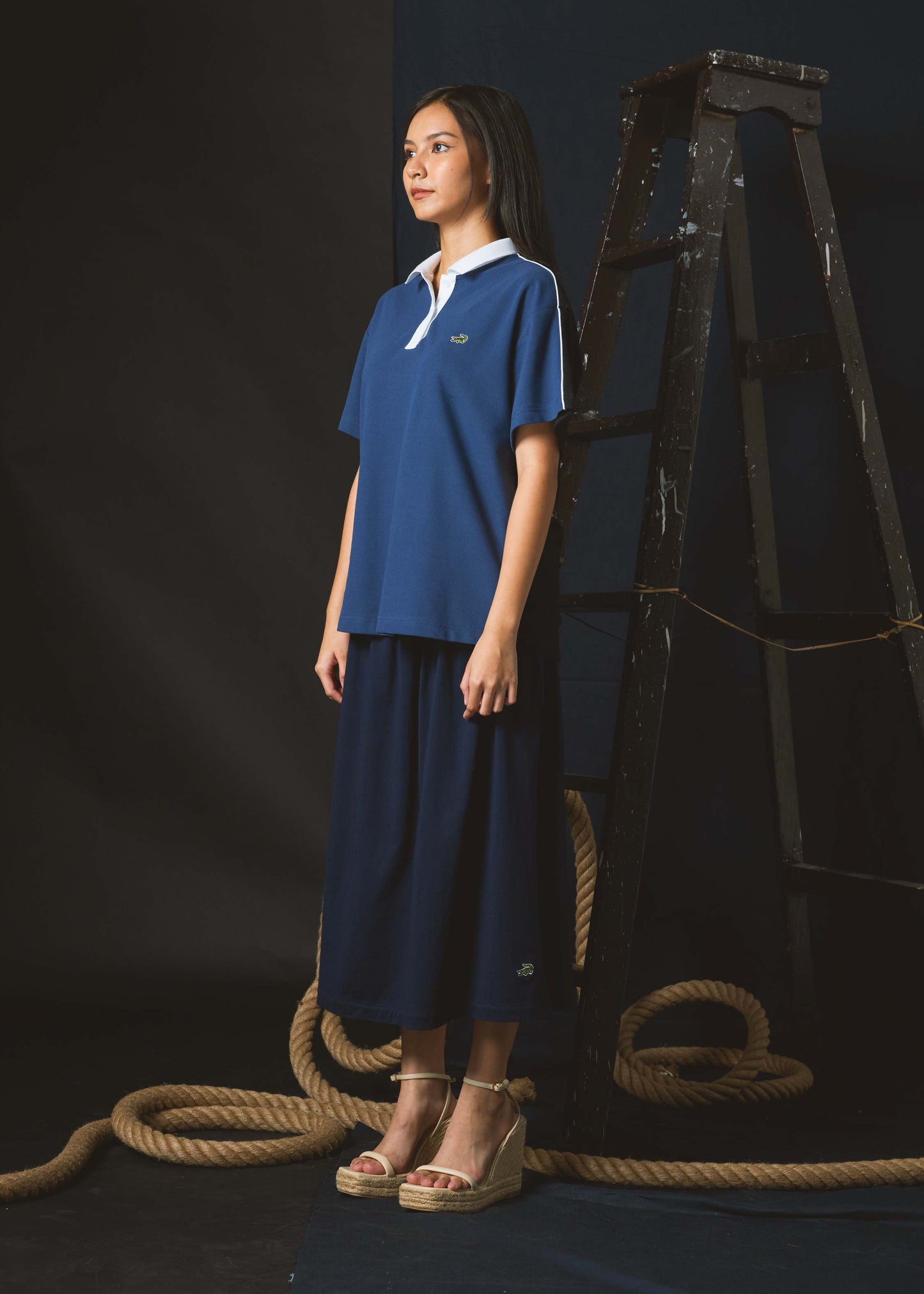 NAVAL ACADEMY BLUE OVERSIZED WOMEN POLO