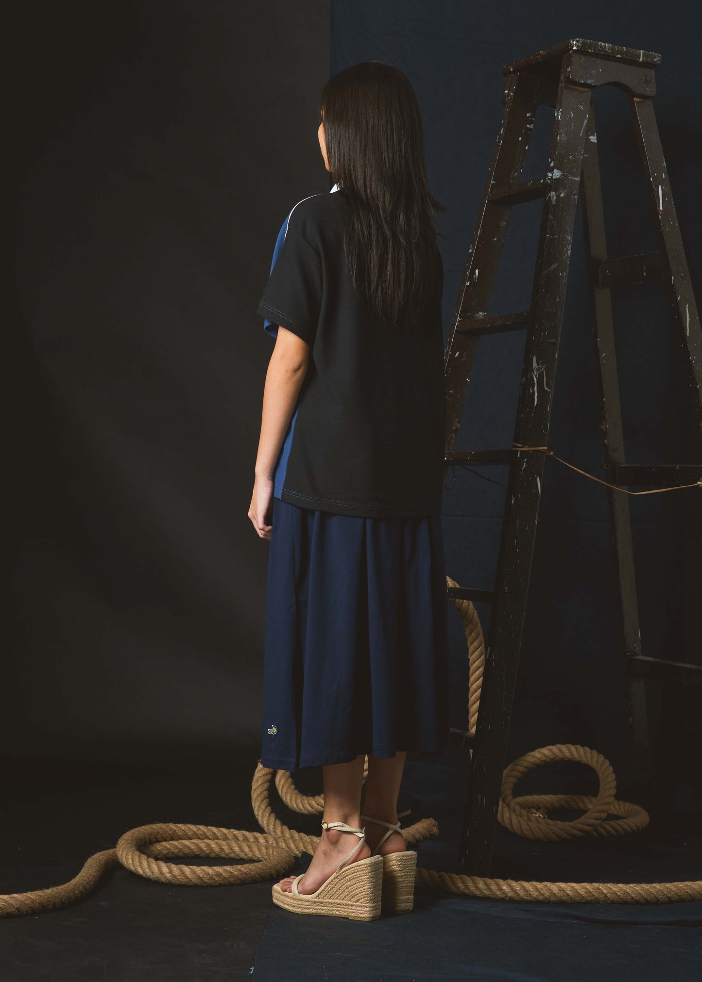 NAVAL ACADEMY BLUE OVERSIZED WOMEN POLO