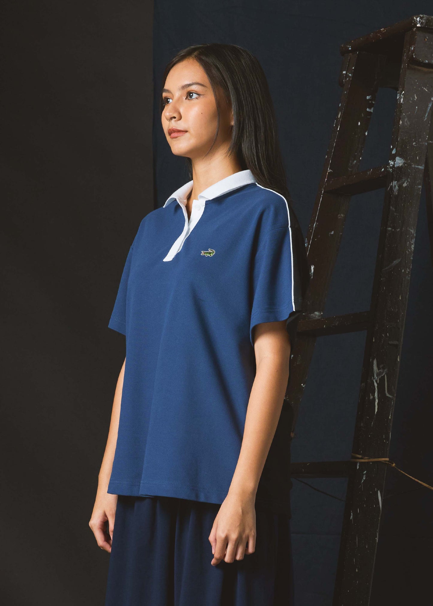 NAVAL ACADEMY BLUE OVERSIZED WOMEN POLO