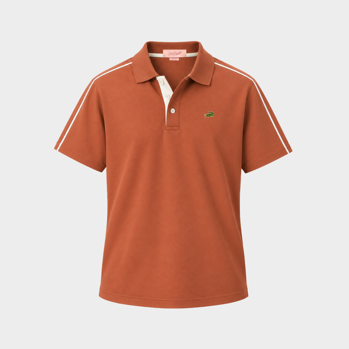 เสื้อโปโลสีแบรนดี้เมล่อนทรงโอเวอร์ไซส์ฟิตพร้อมลายปัก