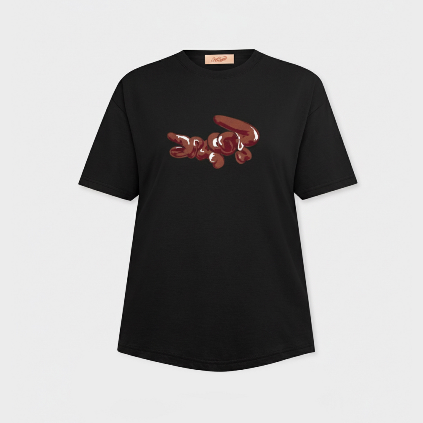 BLACK OVERSIZED FIT CREW NECK SHORT SLEEVE T-SHIRT WITH GRAPHIC PRINT