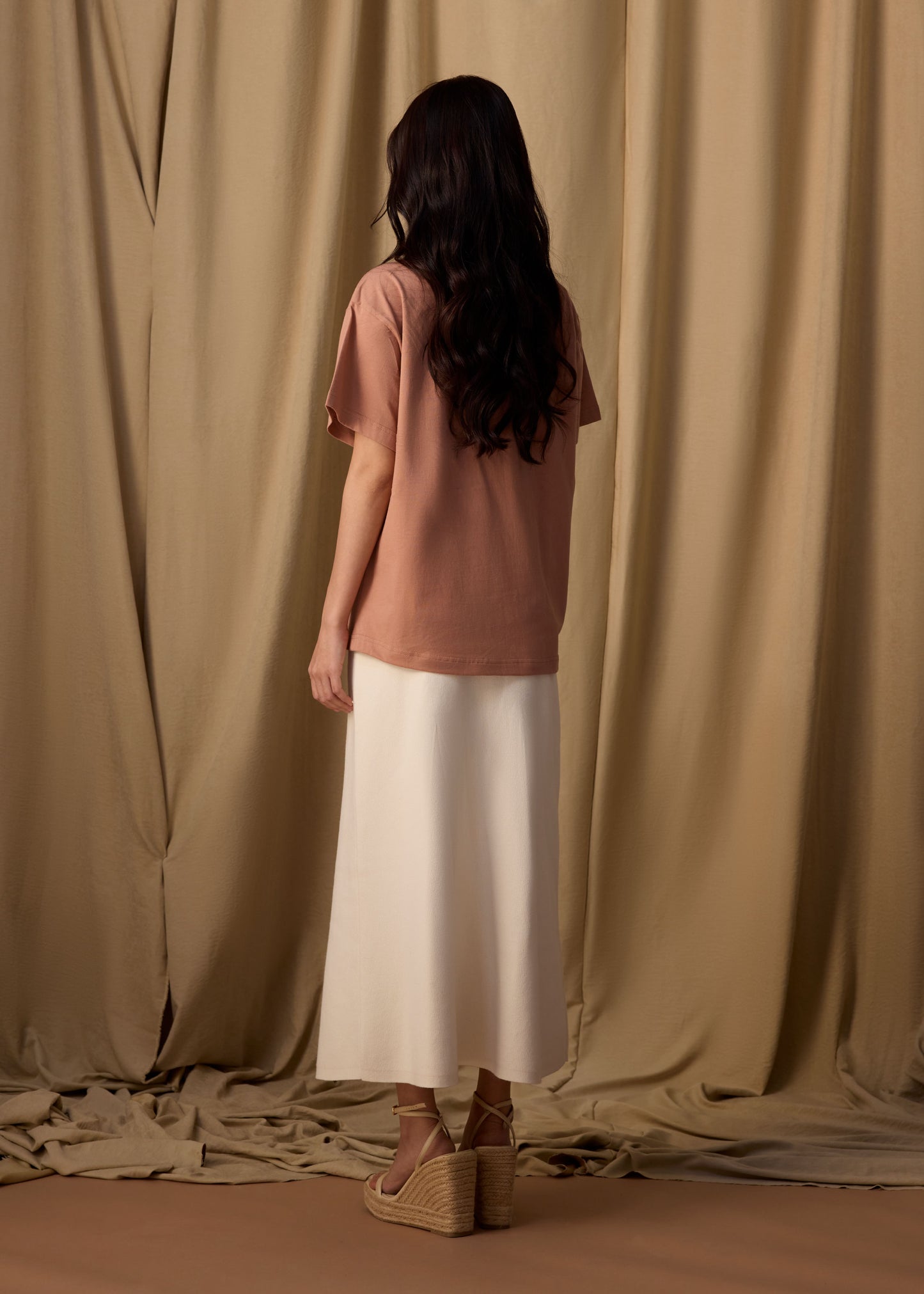 MOCHA MOUSSE BROWN OVERSIZED FIT CREW NECK SHORT SLEEVE T-SHIRT WITH GRAPHIC PRINT