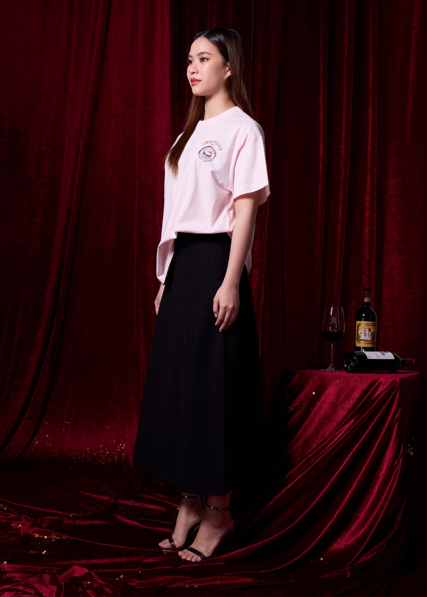 PINK OVERSIZED FIT CREW NECK SHORT SLEEVE T-SHIRT WITH GRAPHIC PRINT