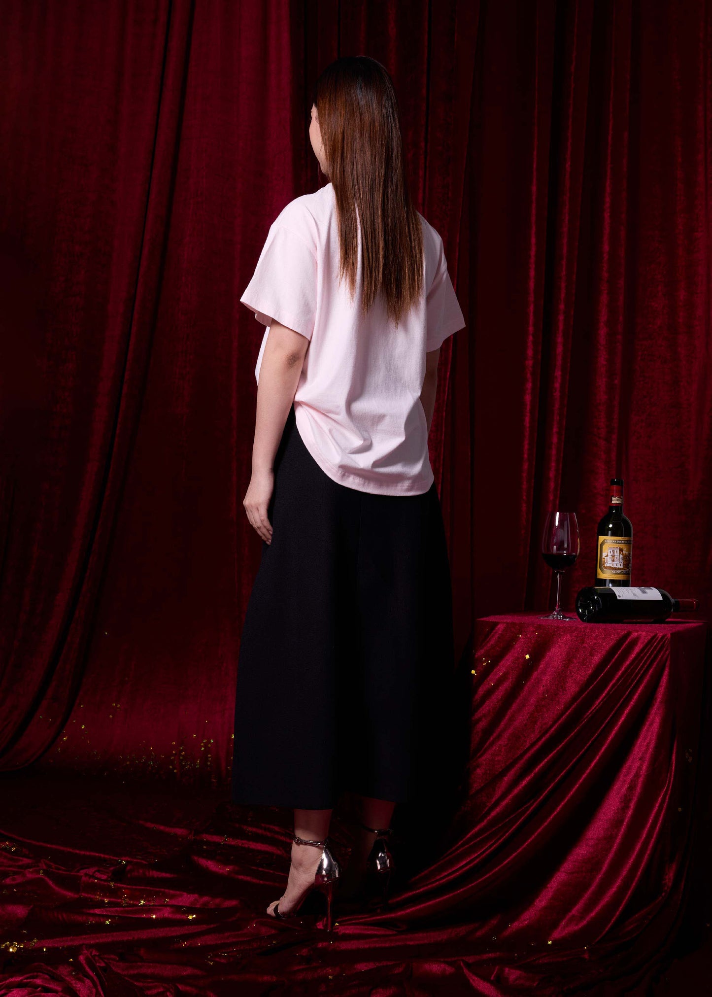 PINK OVERSIZED FIT CREW NECK SHORT SLEEVE T-SHIRT WITH GRAPHIC PRINT