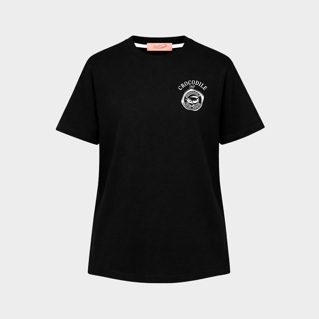 BLACK OVERSIZED FIT CREW NECK SHORT SLEEVE T-SHIRT WITH GRAPHIC PRINT