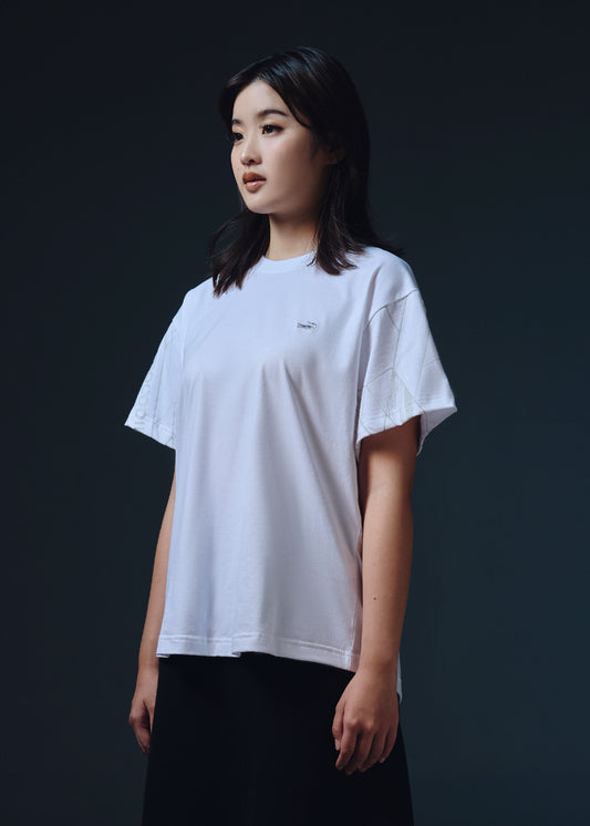 WHITE OVERSIZED FIT CREW NECK SHORT SLEEVE T-SHIRT WITH GRAPHIC PRINT