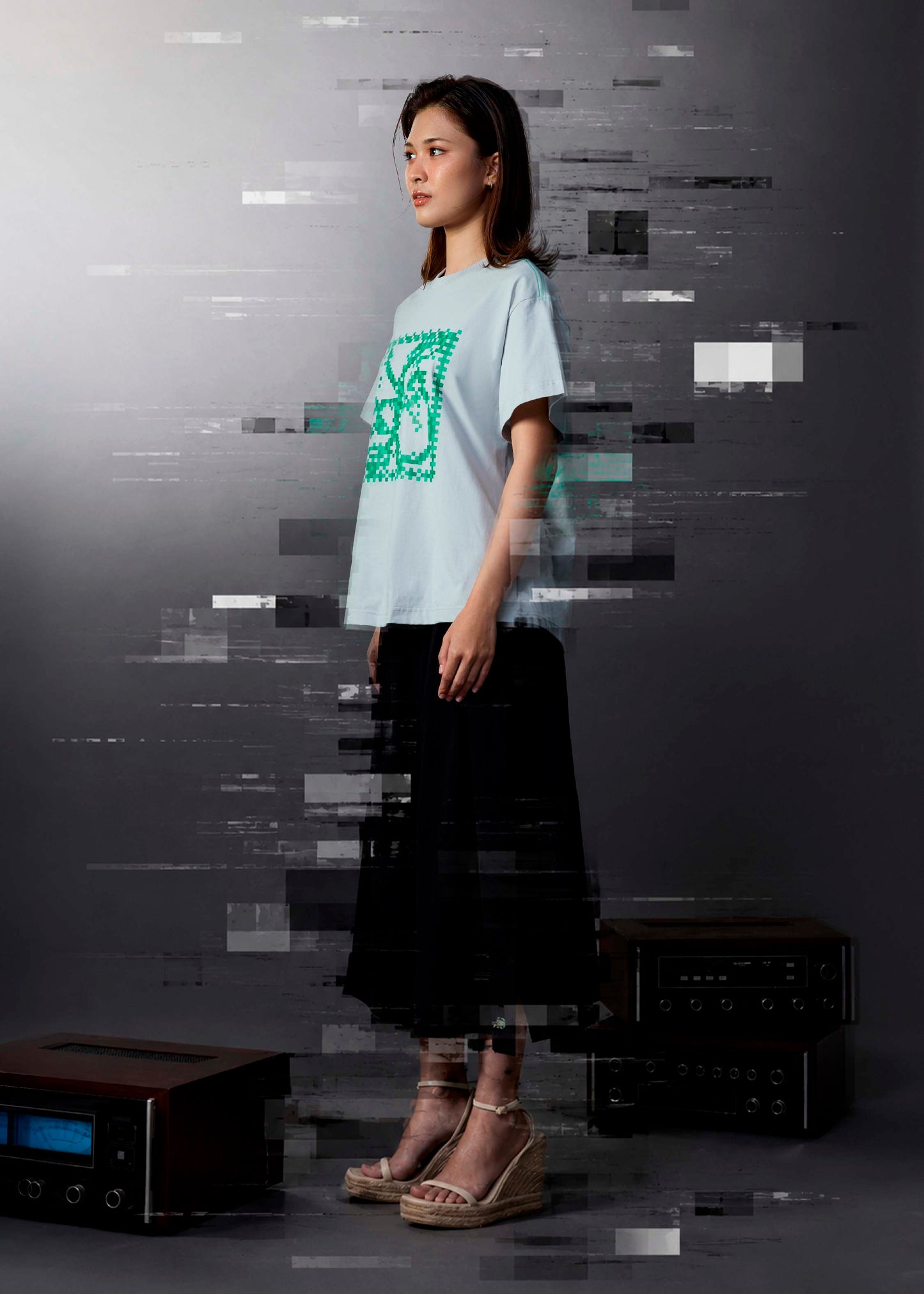 GREY OVERSIZED FIT CREW NECK SHORT SLEEVE T-SHIRT WITH GRAPHIC PRINT