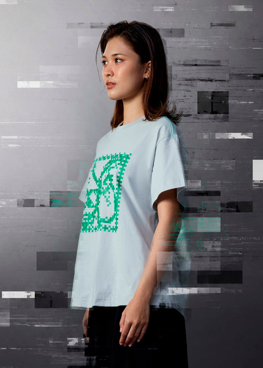 GREY OVERSIZED FIT CREW NECK SHORT SLEEVE T-SHIRT WITH GRAPHIC PRINT