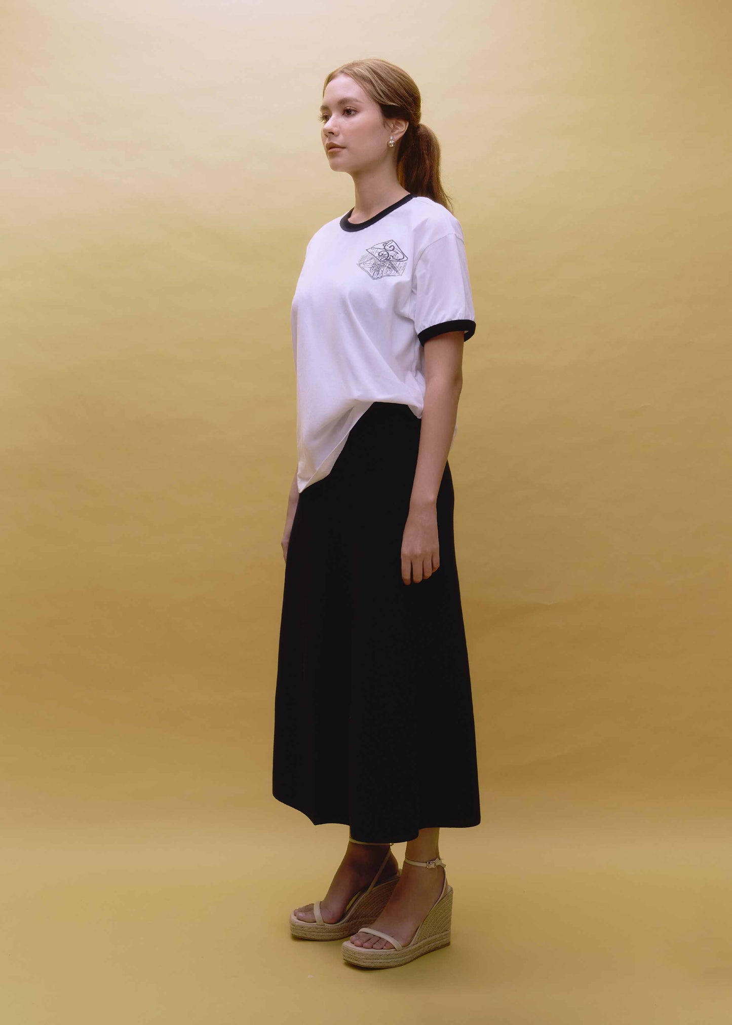 WHITE OVERSIZED FIT CREW NECK SHORT SLEEVE T-SHIRT WITH GRAPHIC PRINT