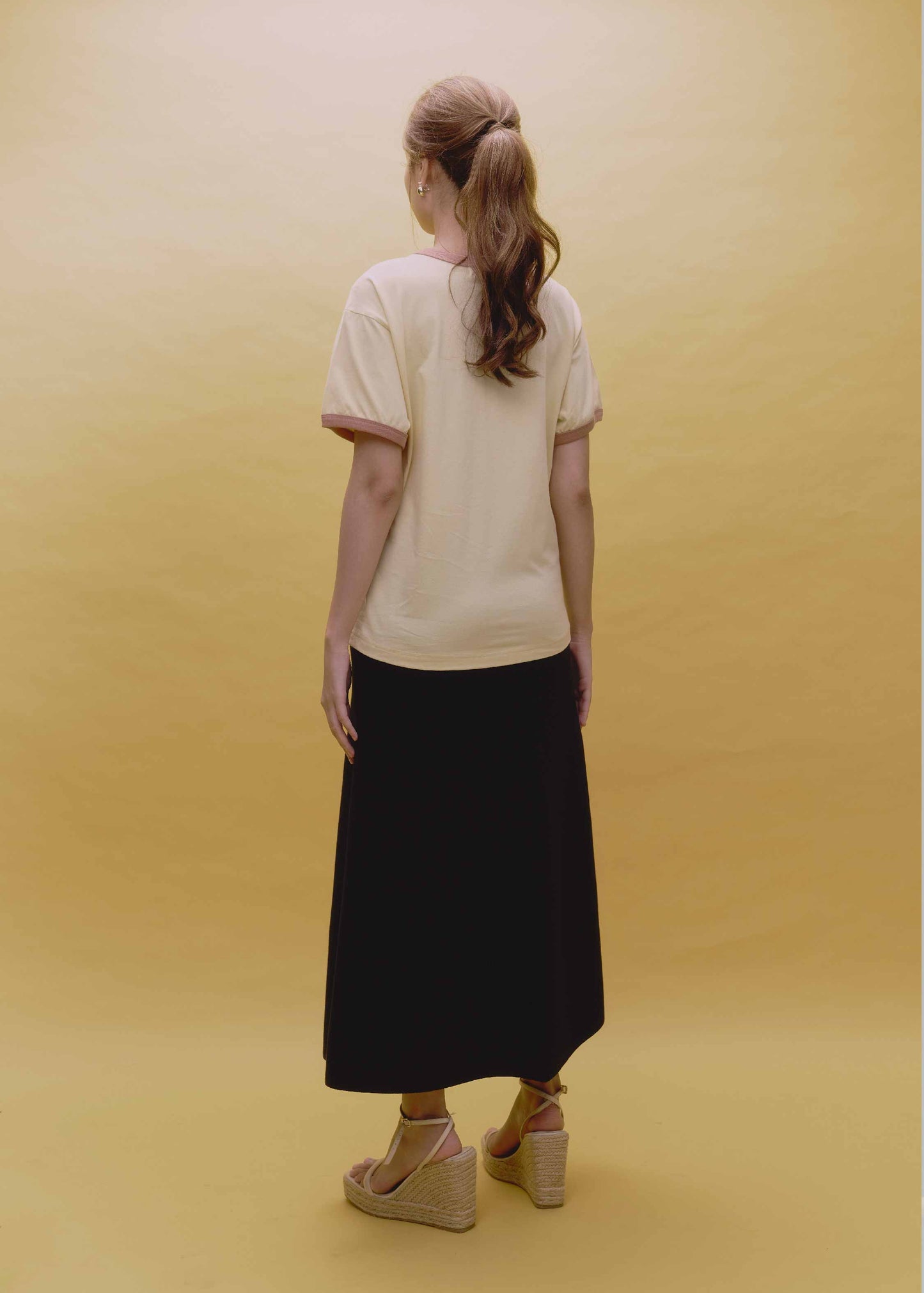 SUNLIGHT YELLOW OVERSIZED FIT CREW NECK SHORT SLEEVE T-SHIRT WITH GRAPHIC PRINT