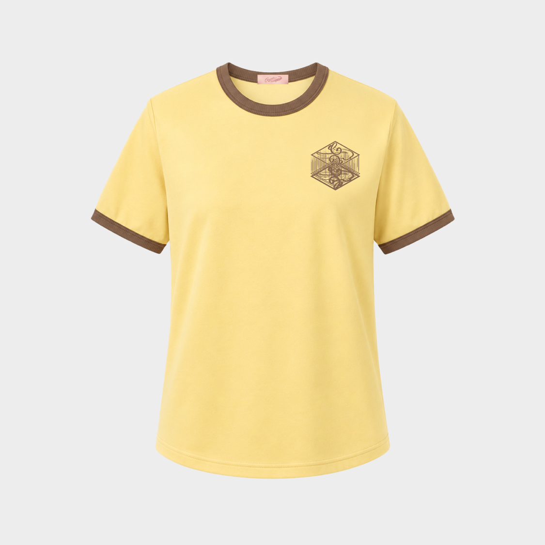 SUNLIGHT YELLOW OVERSIZED FIT CREW NECK SHORT SLEEVE T-SHIRT WITH GRAPHIC PRINT