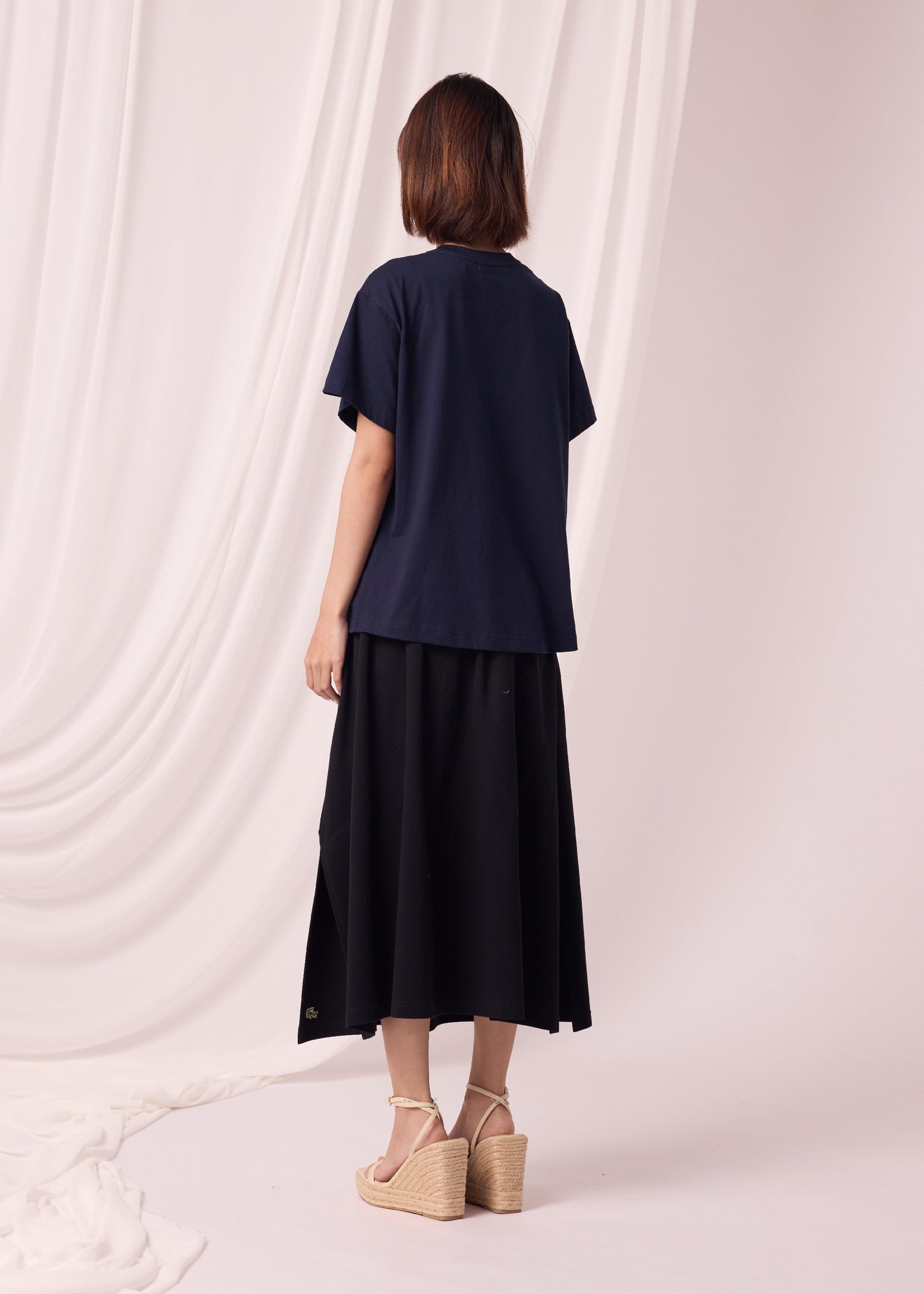 NAVY OVERSIZED FIT CREW NECK SHORT SLEEVE T-SHIRT WITH EMBROIDERY