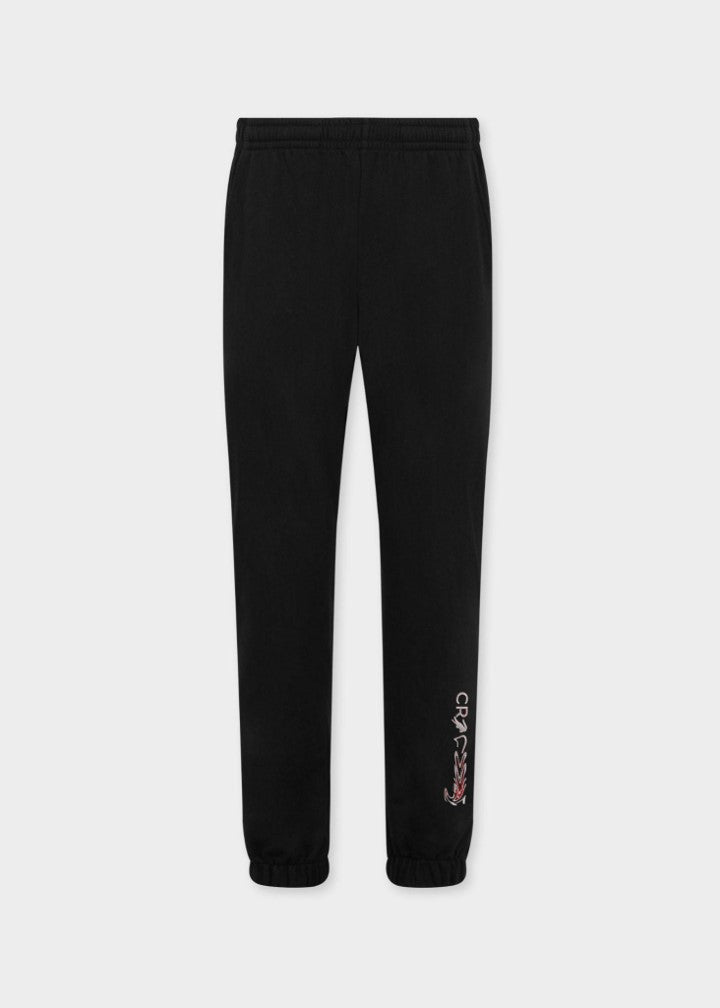 BLACK TRACKPANT WITH EMBROIDERY