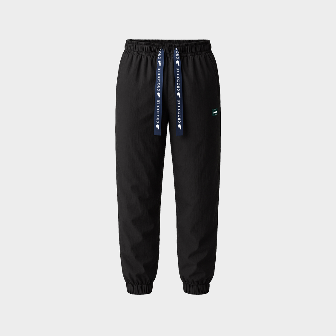 BLACK TRACKPANT WITH BRANDED TAPE DRAWSTRING