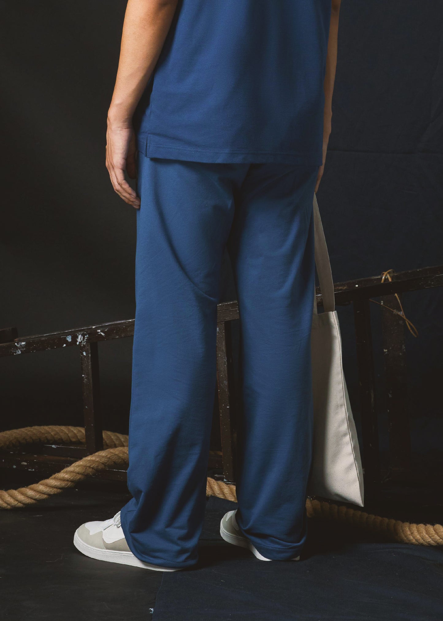 NAVAL ACADEMY BLUE TRACKPANT WITH EMBROIDERY