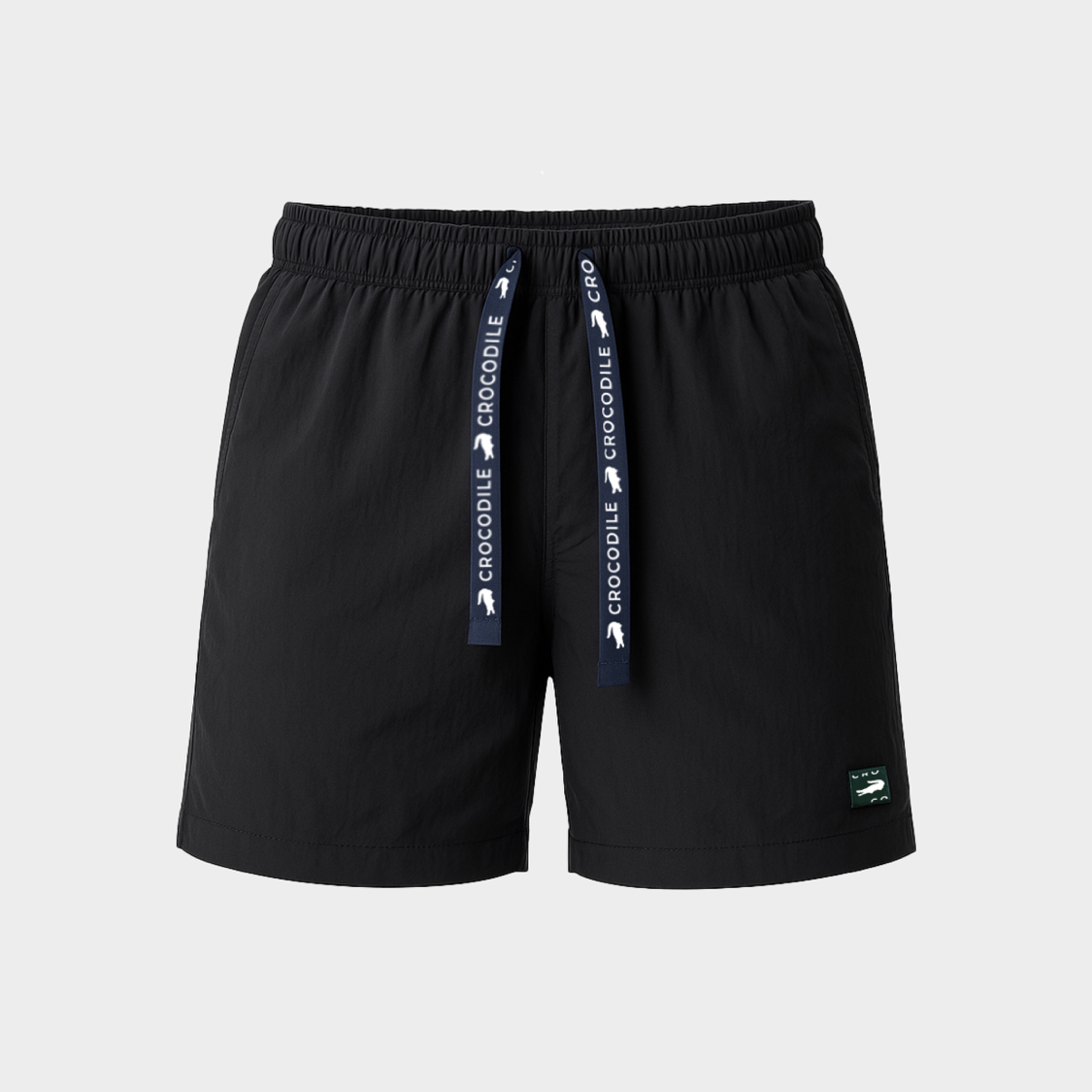 BLACK TRACKSHORT WITH BRANDED TAPE DRAWSTRING
