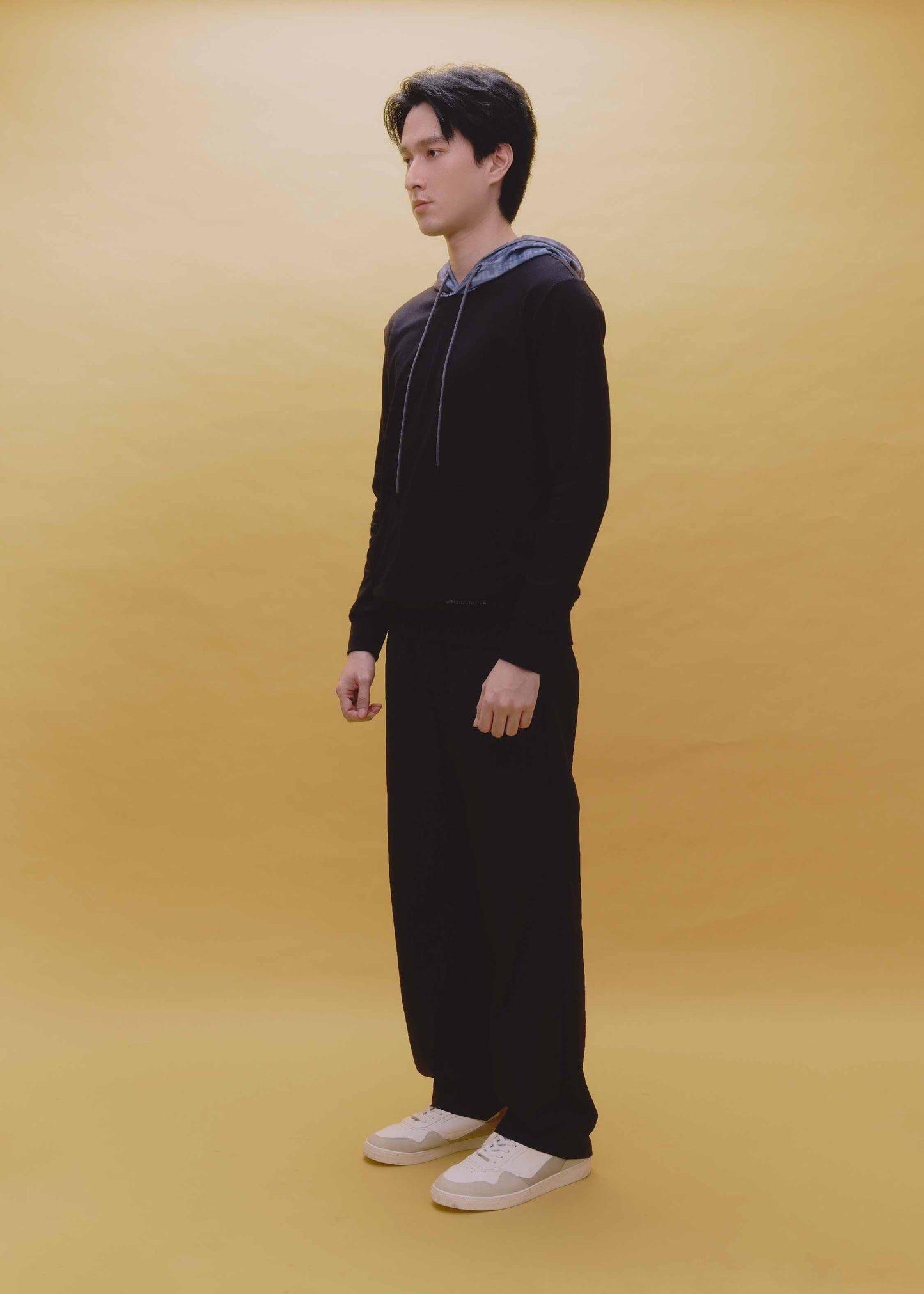 BLACK CUSTOM FIT HOODIES WITH PRINTED HOOD