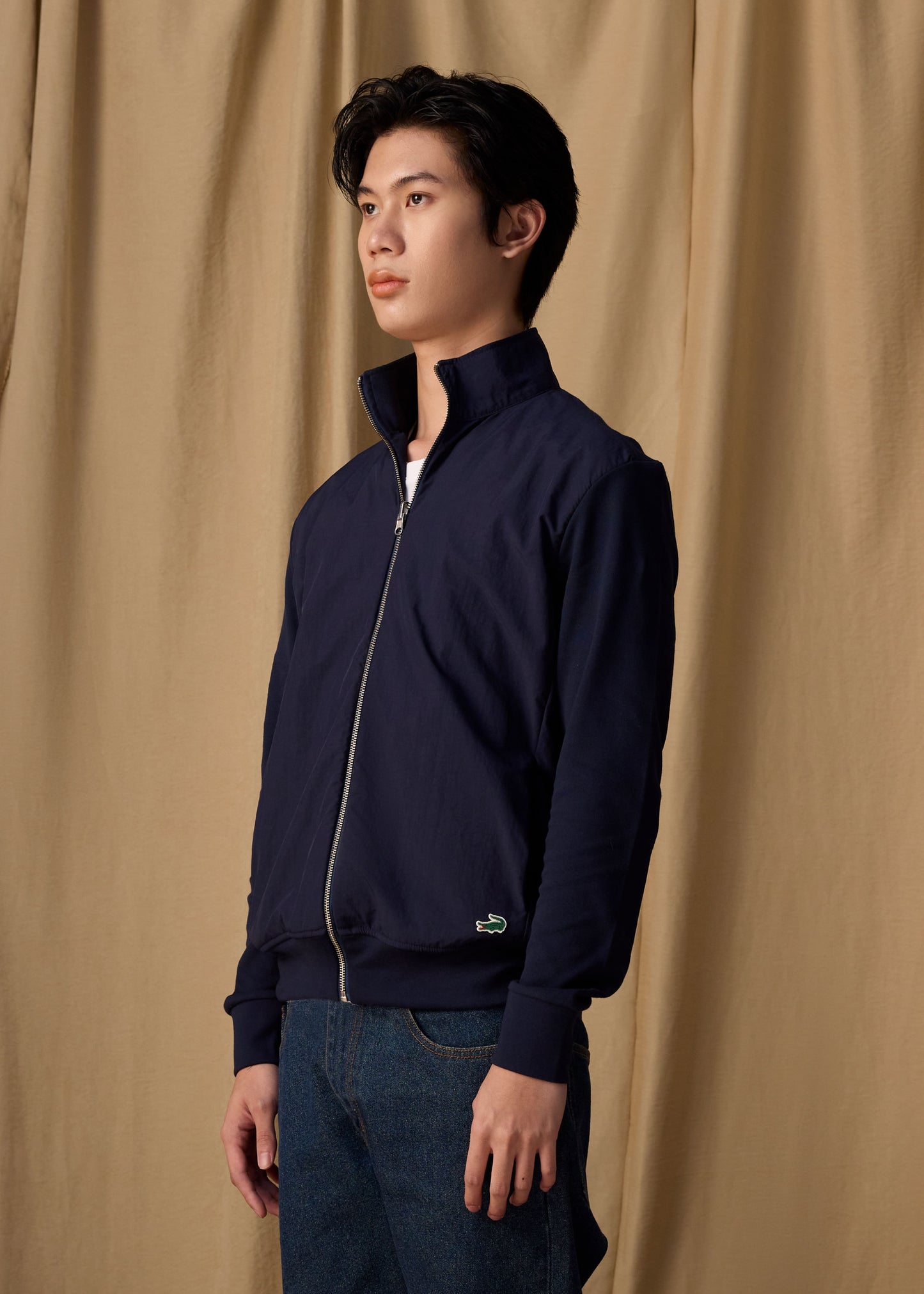 NAVY CUSTOM FIT JACKET WITH ZIP OPENING