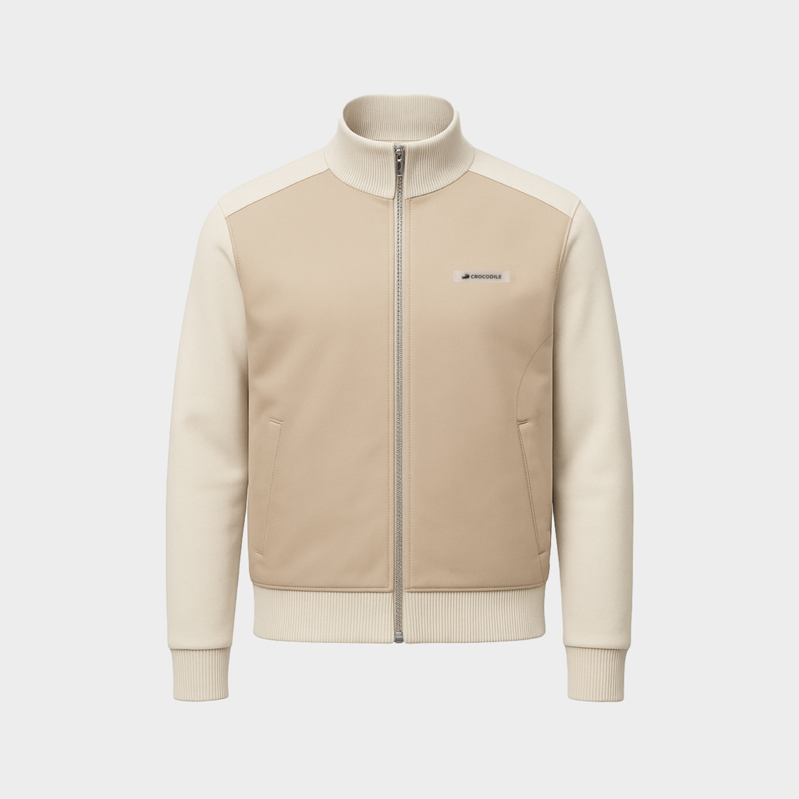 BEIGE CUSTOM FIT JACKET WITH ZIP OPENING