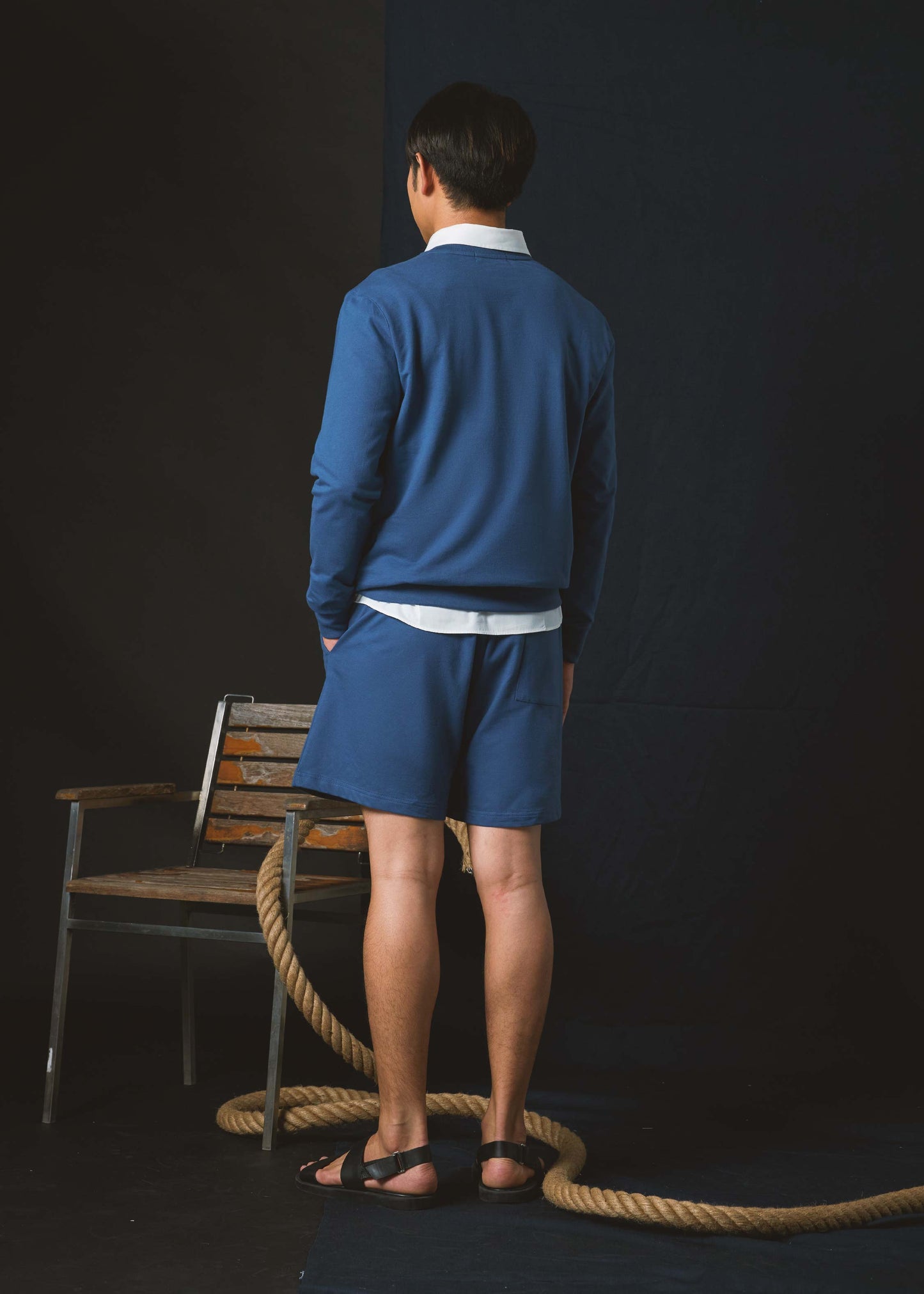 NAVAL ACADEMY BLUE CUSTOM FIT SWEATERS WITH GRAPHIC PRINT