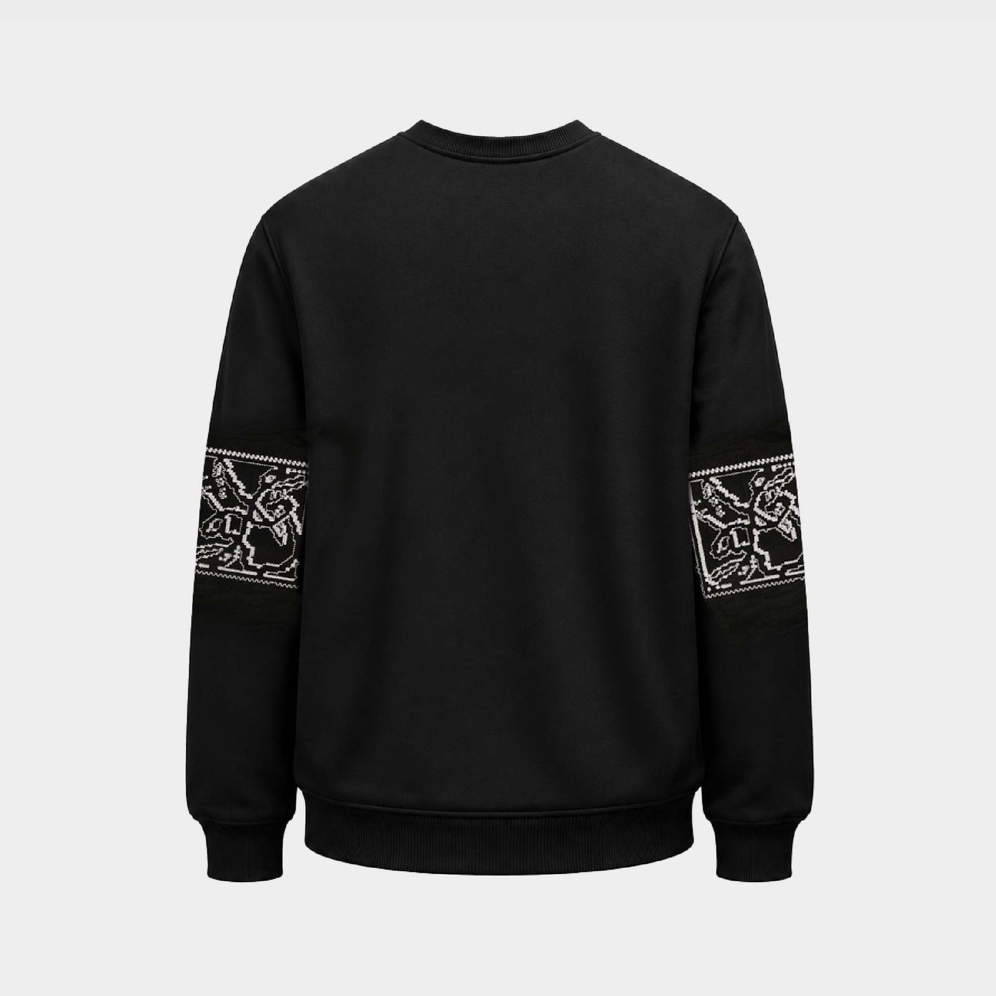 BLACK CUSTOM FIT SWEATERS WITH EMBROIDERY AND RUBBERIZED LOGO