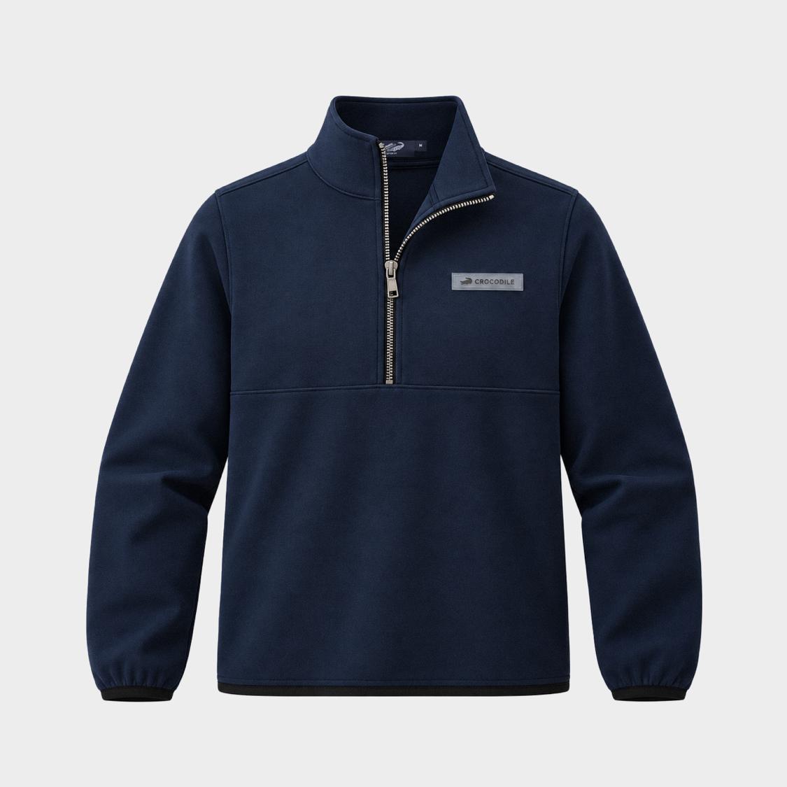 NAVY CUSTOM FIT SWEATERS WITH ZIP PLACKET AND RUBBERIZED LOGO