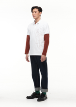 Load image into Gallery viewer, WHITE CUSTOM FIT POLO SHIRT WITH NUTSHELL BROWN EMBROIDERY
