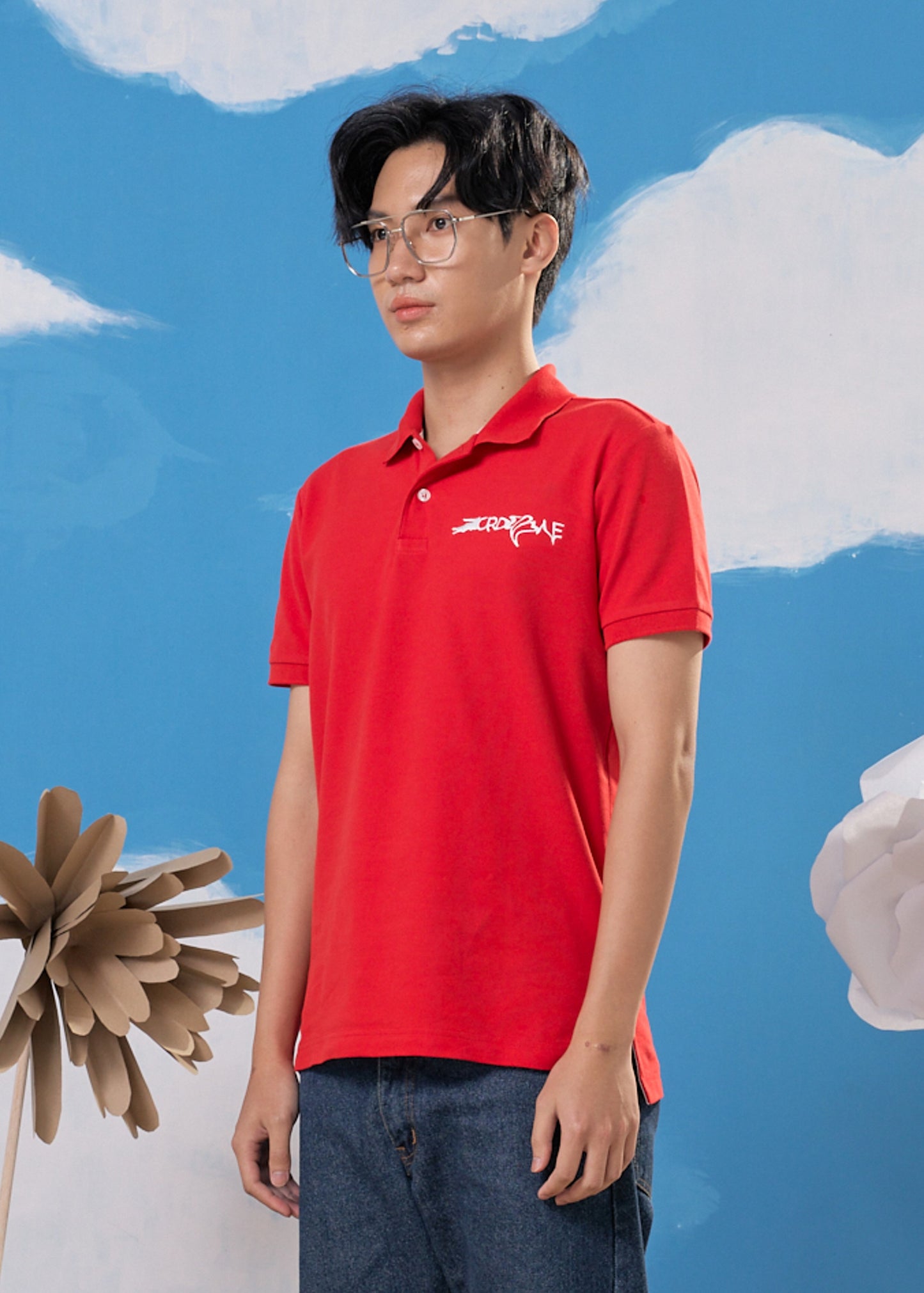 CHERRY TOMATO CUSTOM FIT POLO SHIRT WITH EMBROIDERY