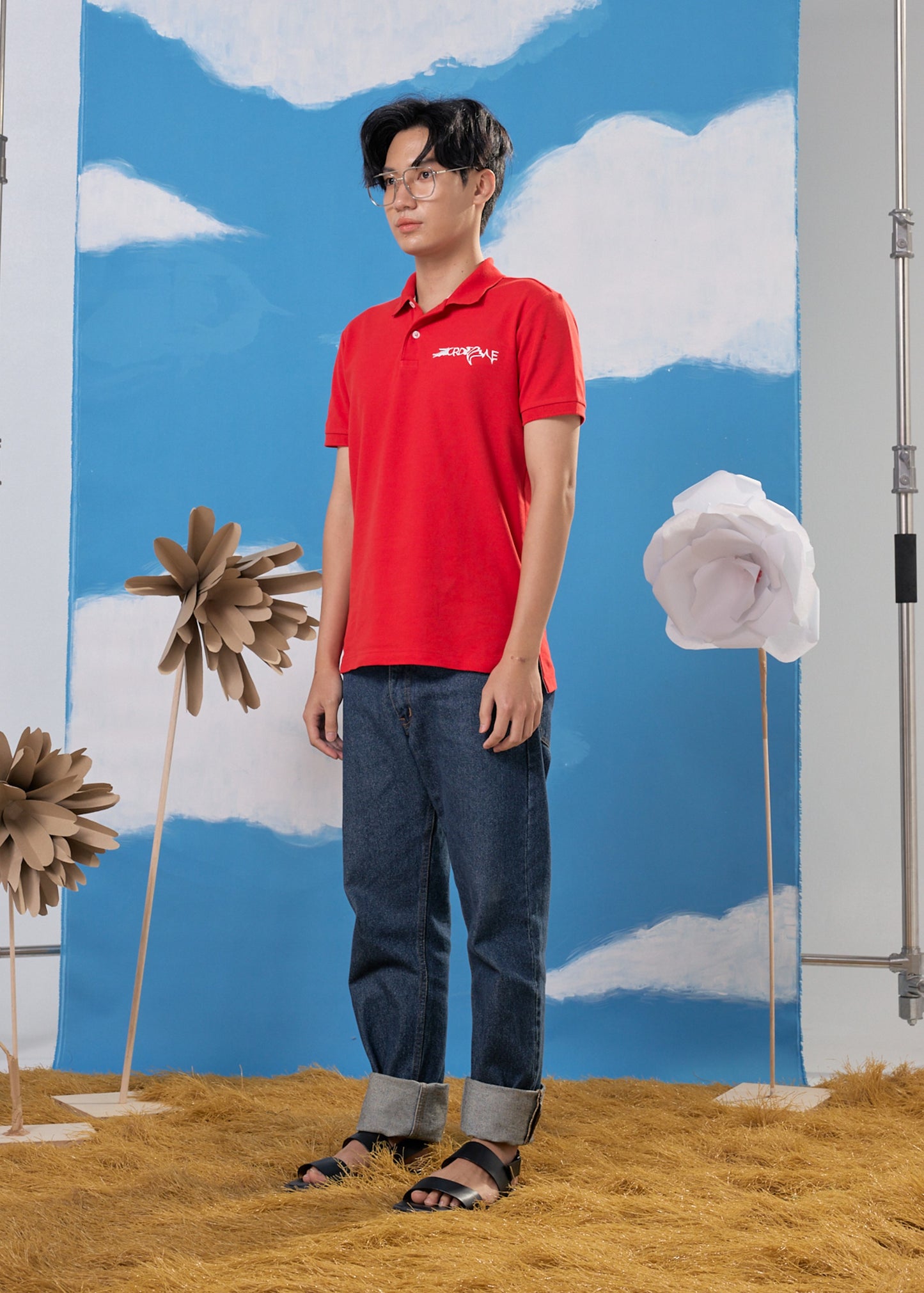 CHERRY TOMATO CUSTOM FIT POLO SHIRT WITH EMBROIDERY