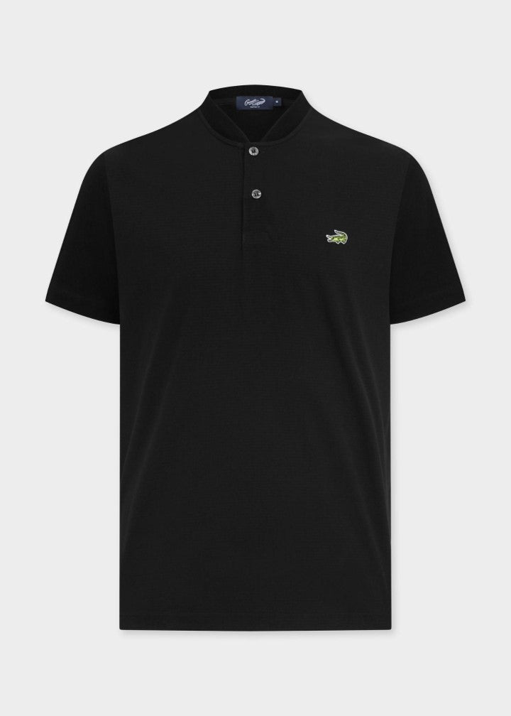 BLACK BOMBER COLLAR CUSTOM FIT POLO SHIRT