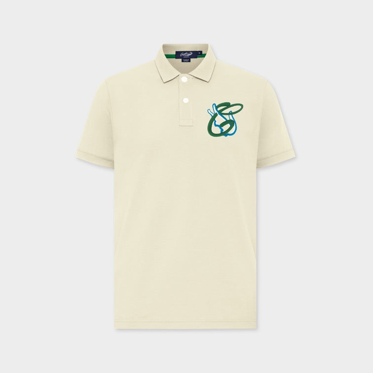 UNBLEACHED COTTON  CUSTOM FIT POLO SHIRT WITH EMBROIDERY