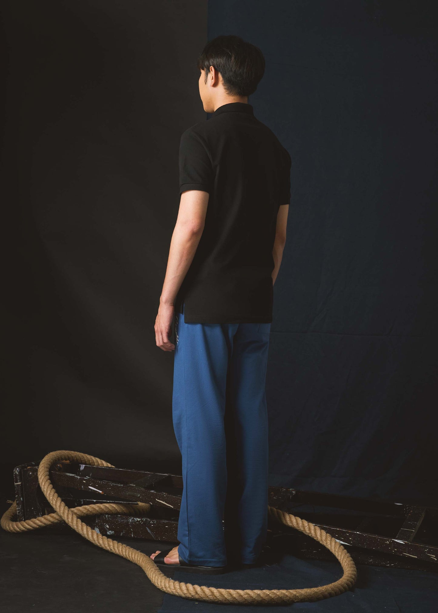 BLACK CUSTOM FIT POLO SHIRT WITH EMBROIDERY