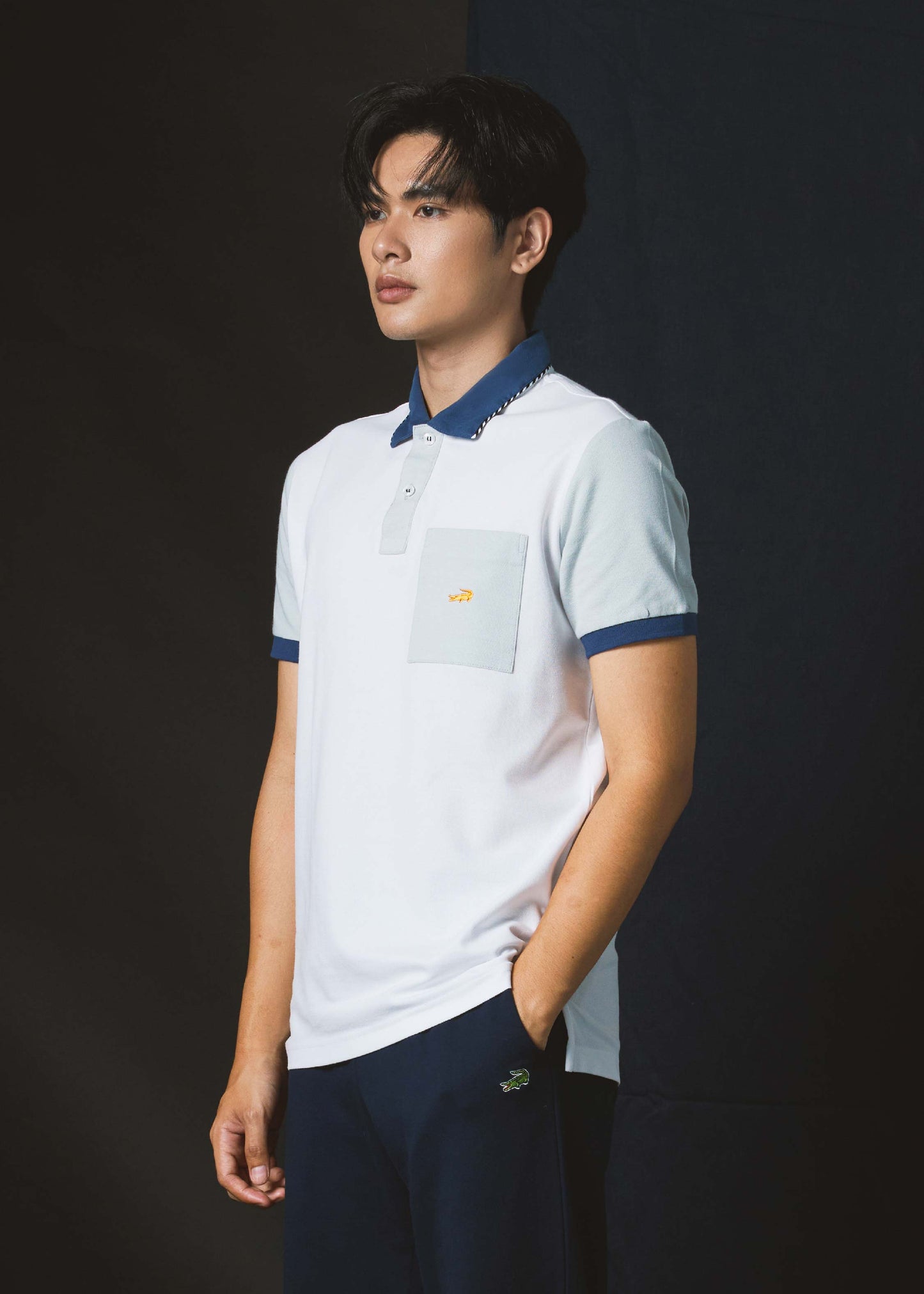 WHITE CUSTOM FIT POLO SHIRT WITH CHEST POCKET