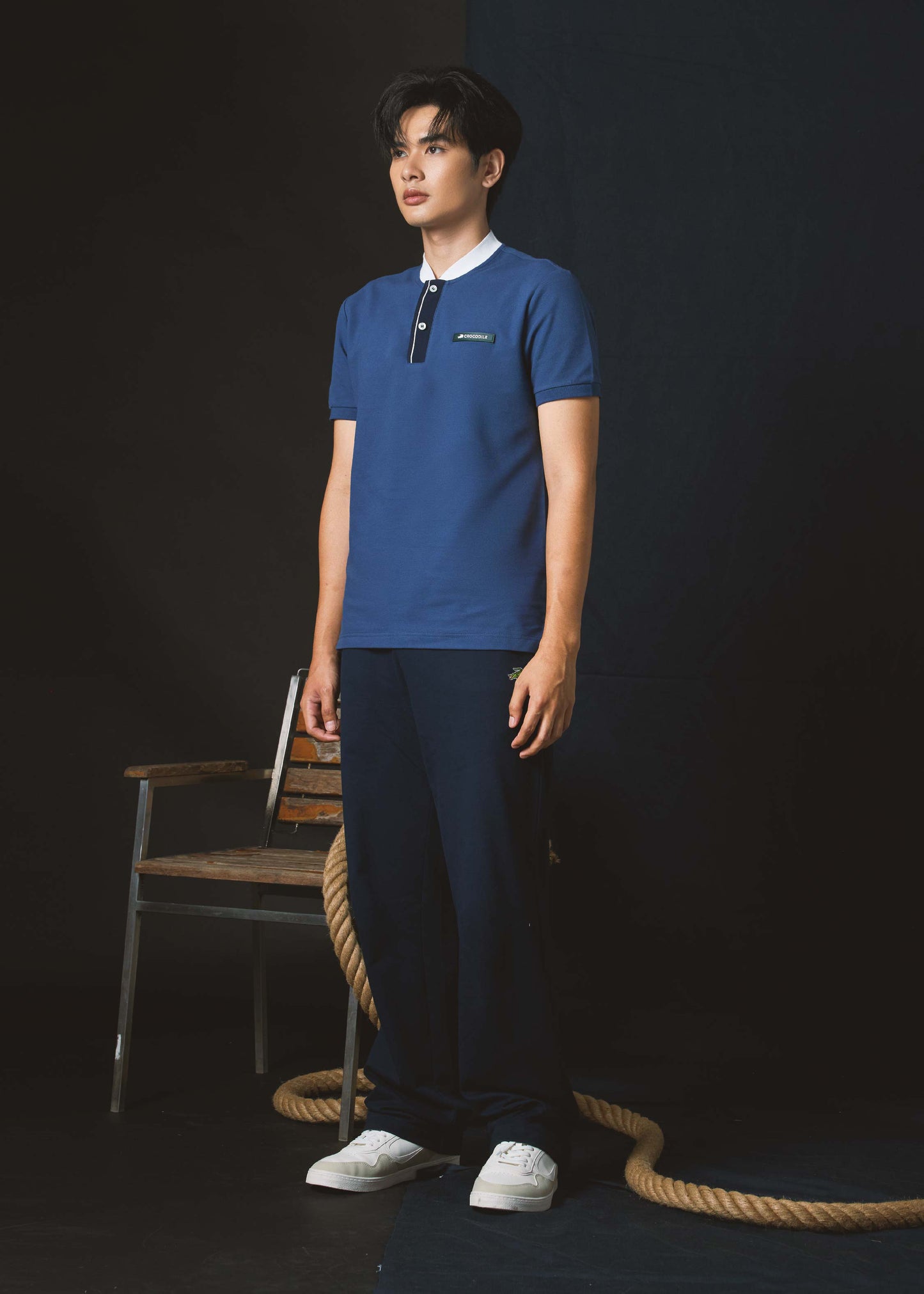 NAVAL ACADEMY BLUE BOMBER COLLAR CUSTOM FIT POLO SHIRT