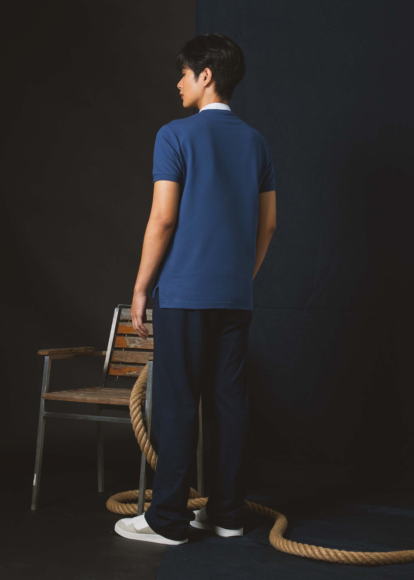 NAVAL ACADEMY BLUE BOMBER COLLAR CUSTOM FIT POLO SHIRT